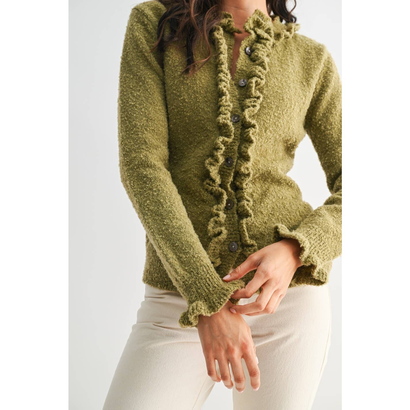 Camille Ruffle Trim Cardigan