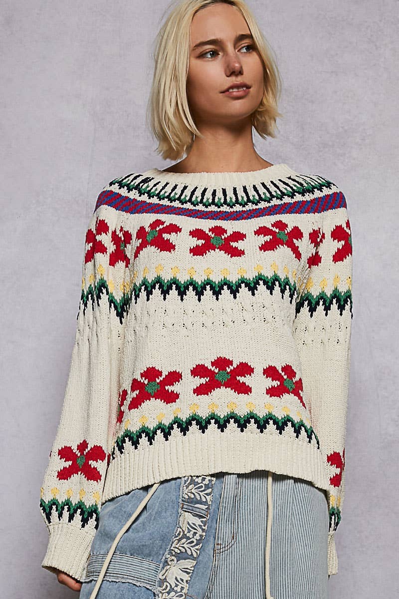 Demi Pointed Floral Sweater