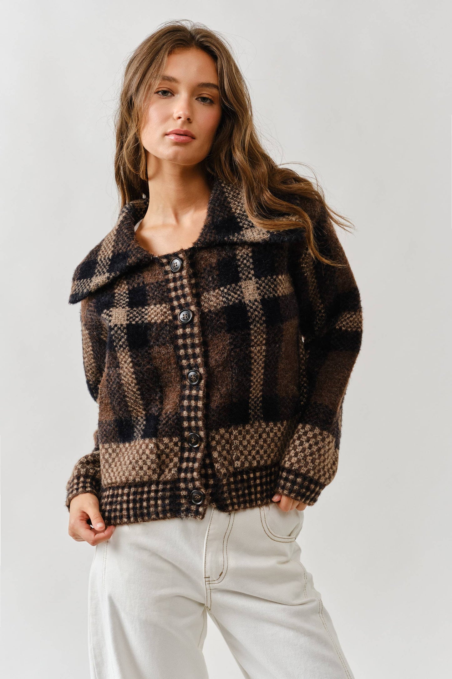 Katrina Mixed Plaid Cardigan