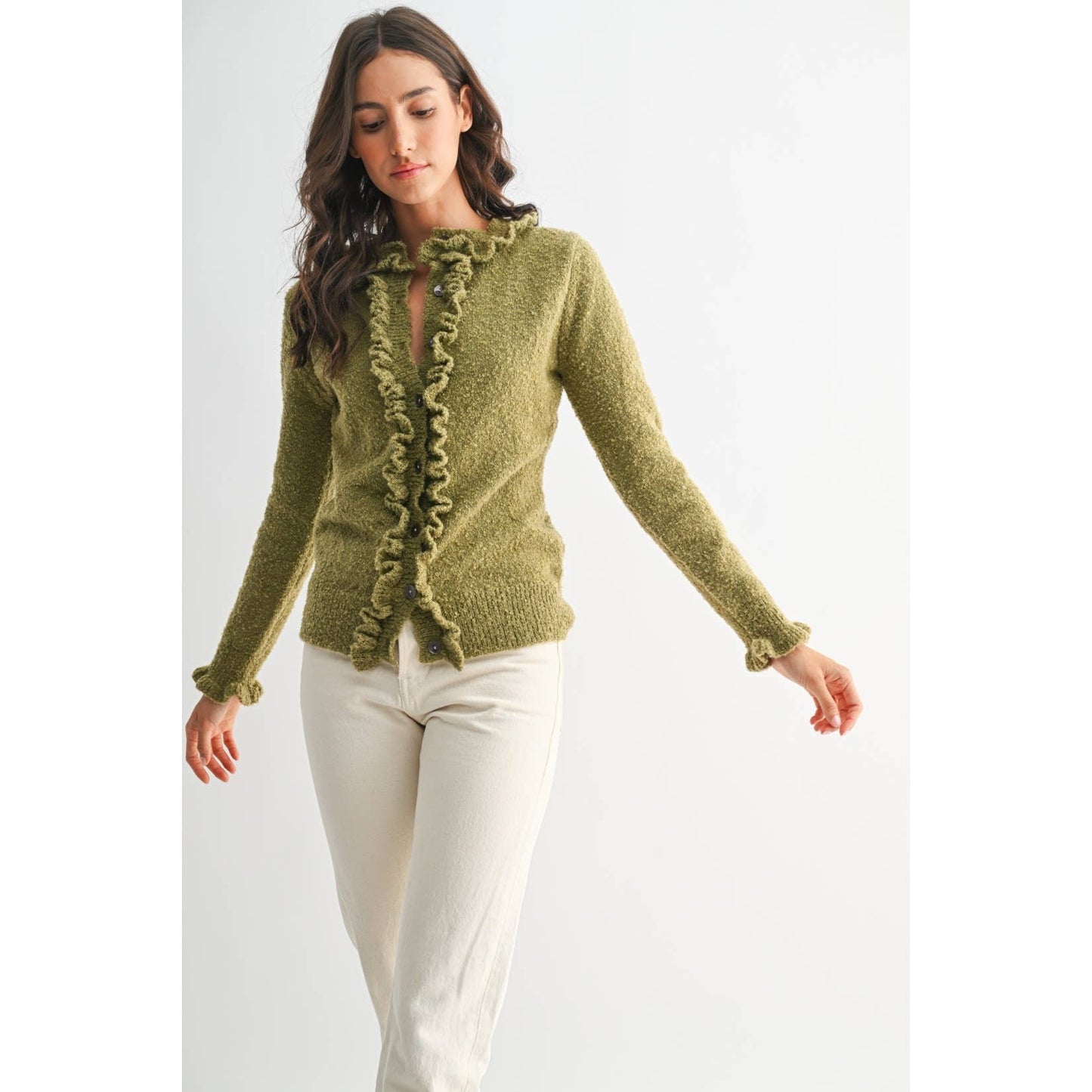 Camille Ruffle Trim Cardigan
