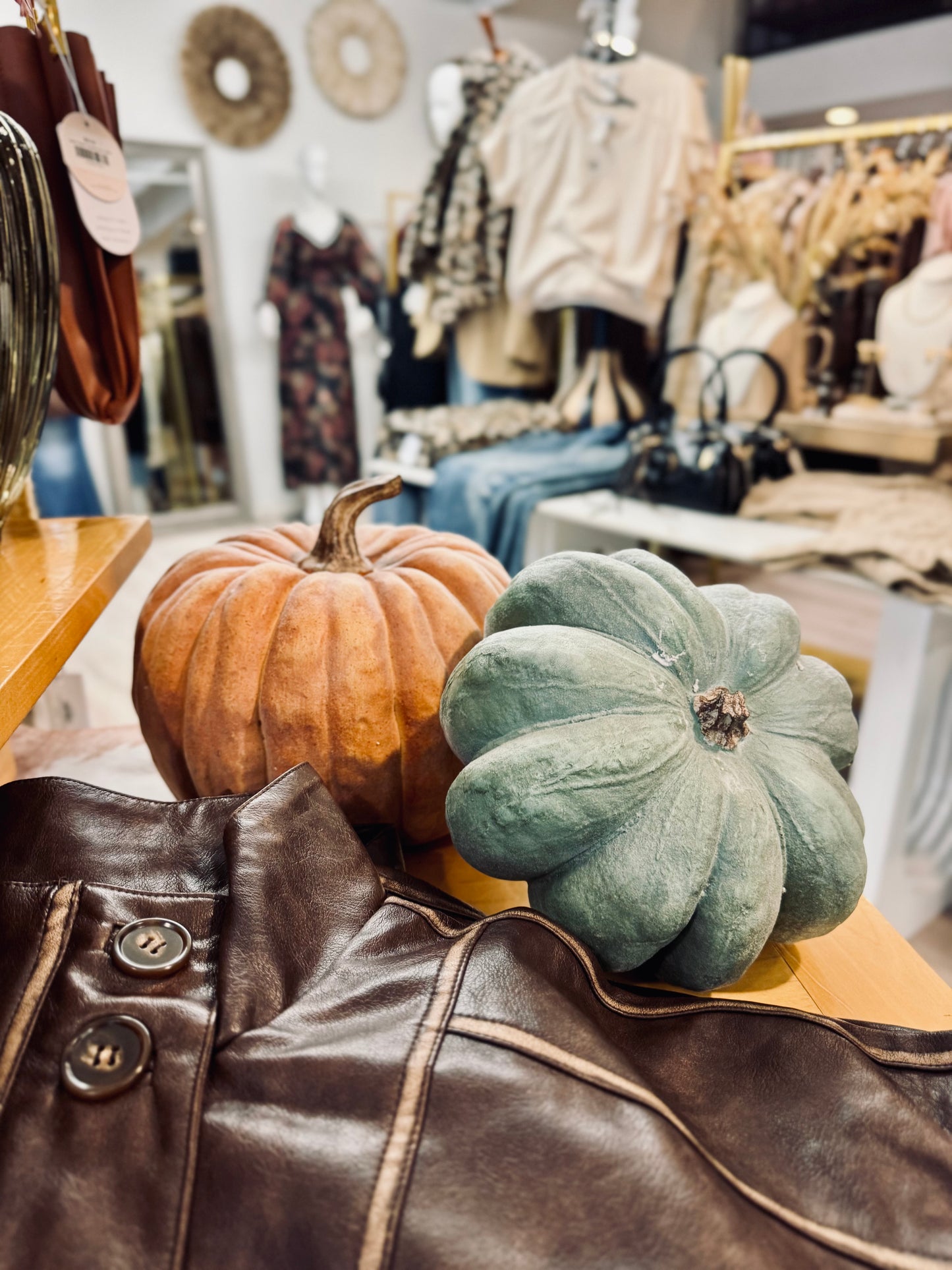 Flocked Harvest Pumpkins