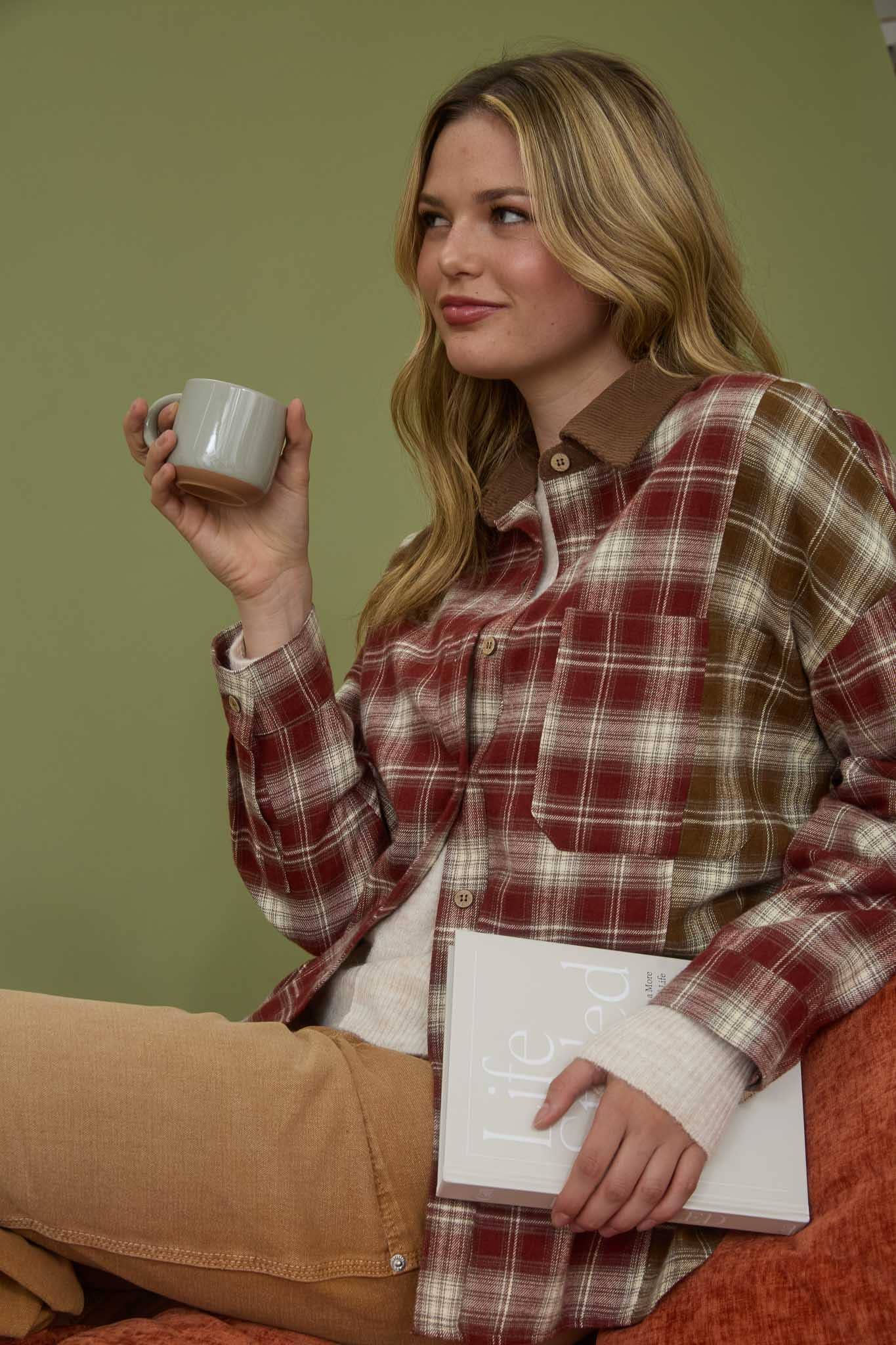 Jade Patchwork Plaid Top