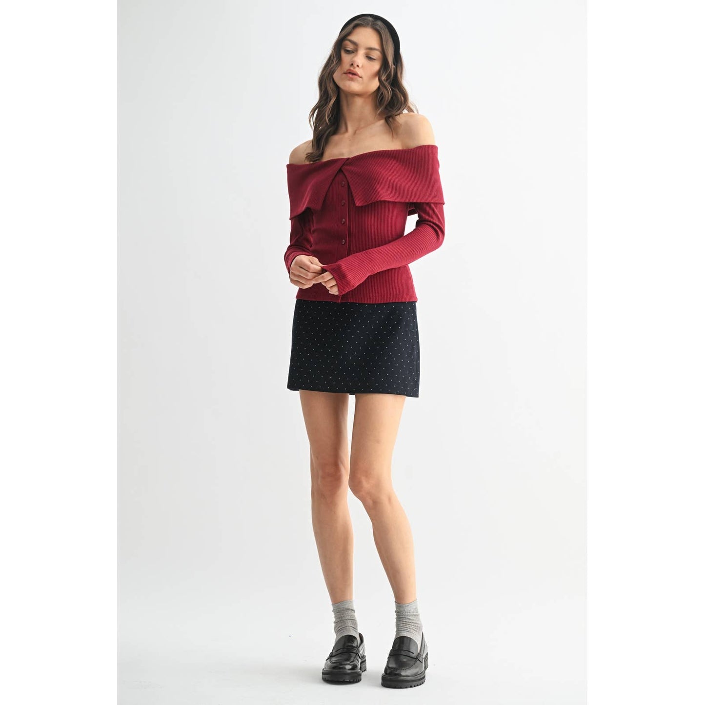 Sabrina Ribbed Off The Shoulder Top - Two Colors