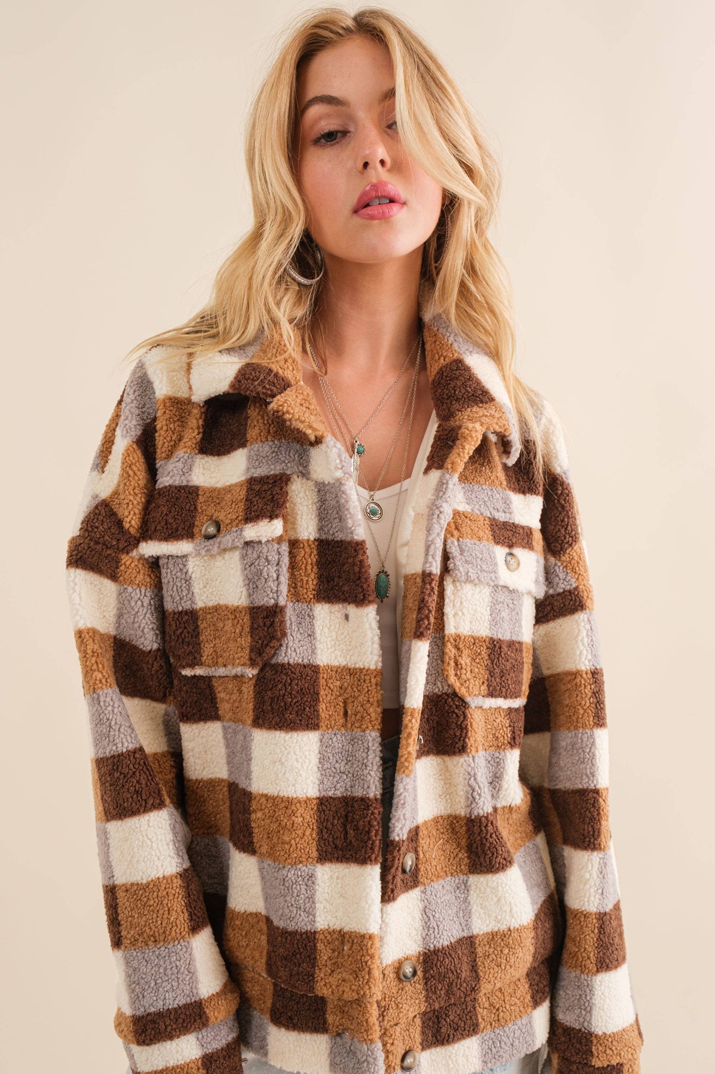 Maddie Checkered Teddy Jacket