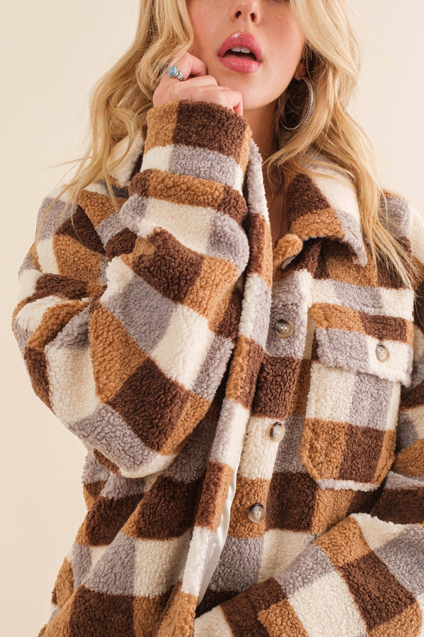 Maddie Checkered Teddy Jacket