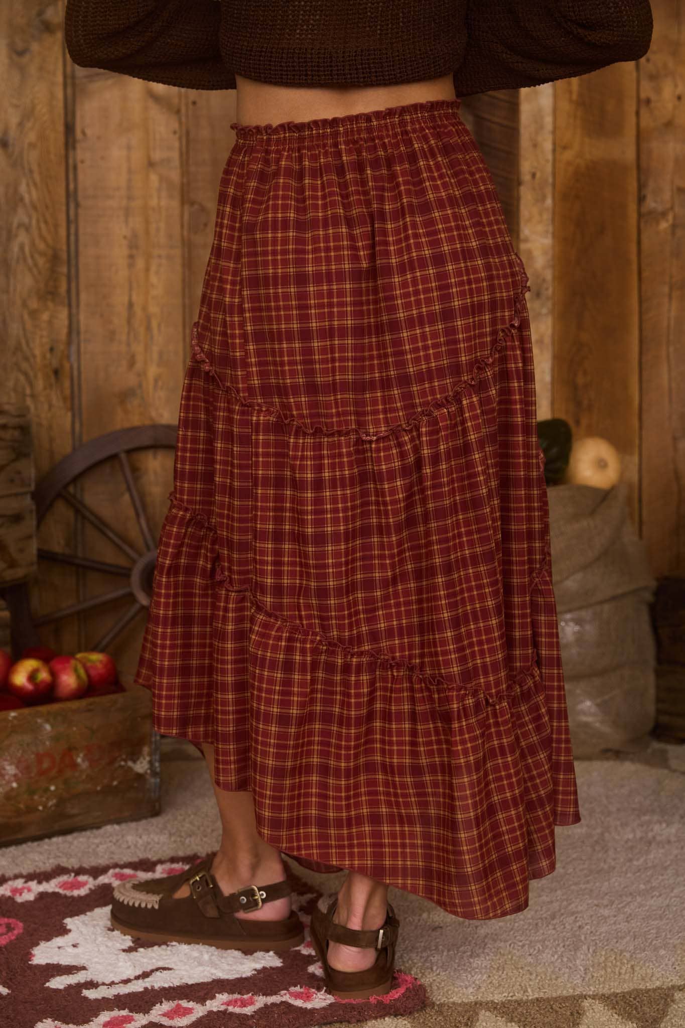 Leila Plaid Handkerchief Hem Skirt