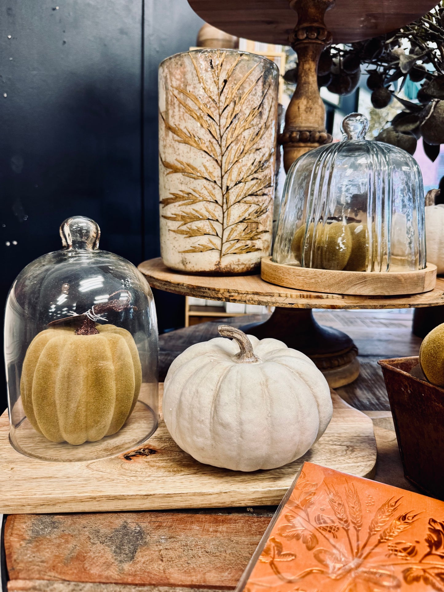 Flocked Harvest Pumpkins