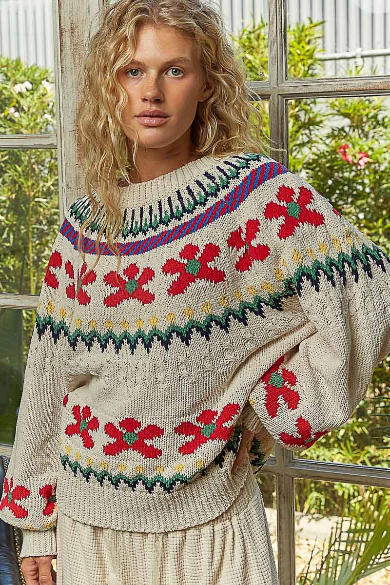 Demi Pointed Floral Sweater