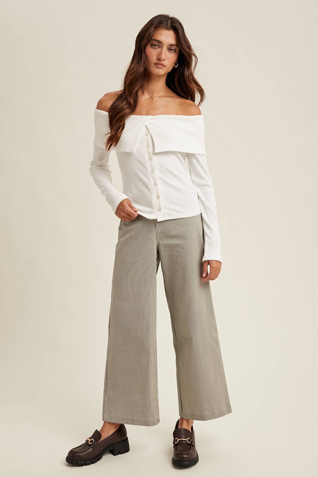Sabrina Ribbed Off The Shoulder Top - Two Colors