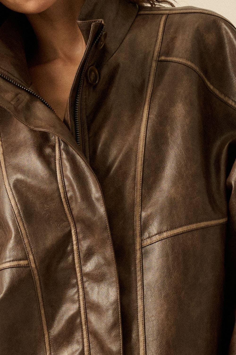 Meredith Leather Piping Jacket