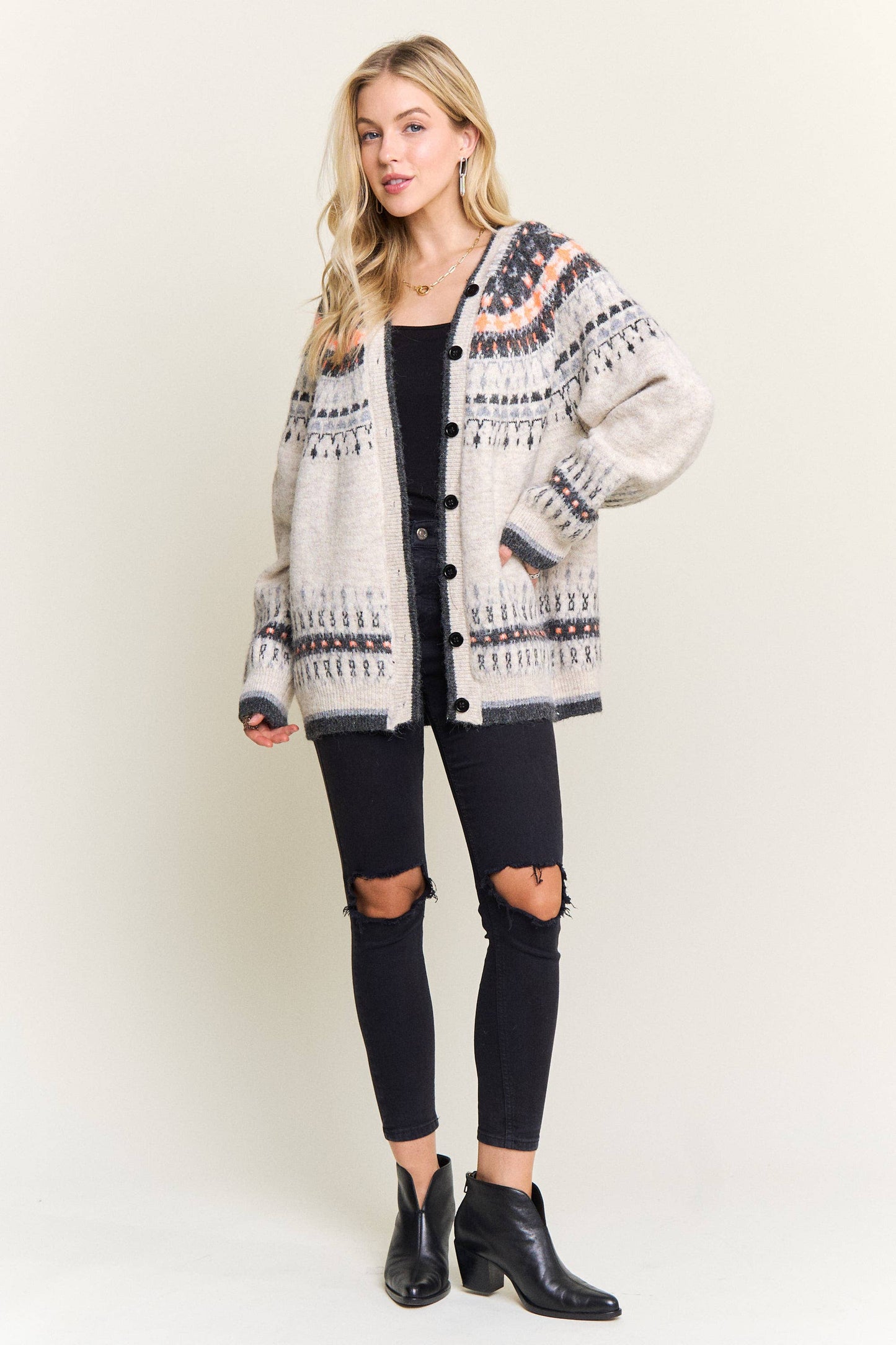 Aspen Fair Isle Hooded Cardigan- Two colors
