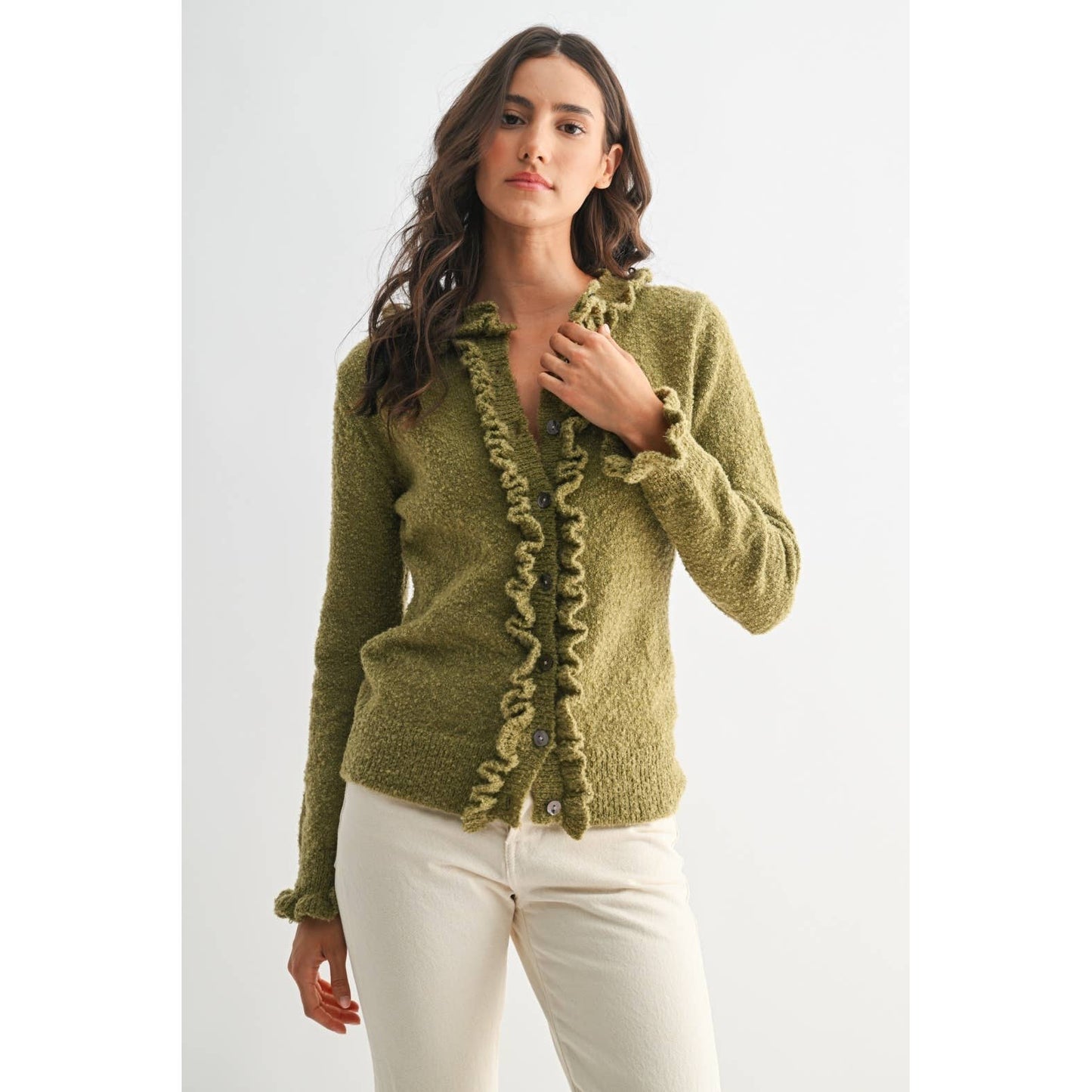Camille Ruffle Trim Cardigan