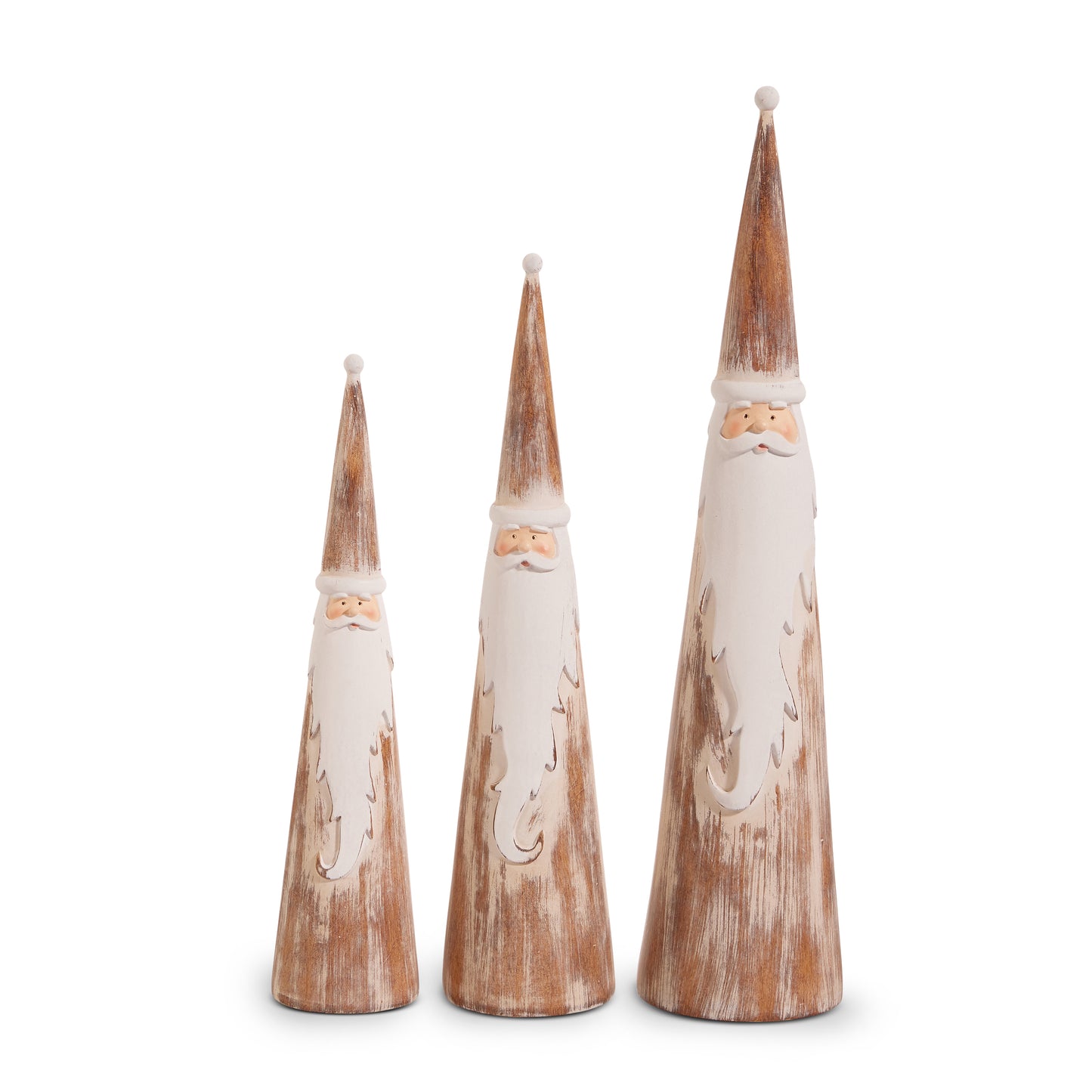 Neutral Distressed Cone Santas