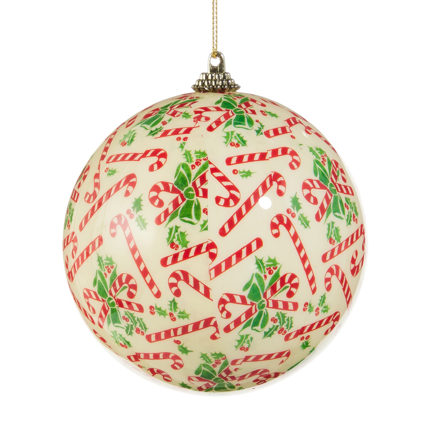 4" Vintage Candy Cane Ball Ornament