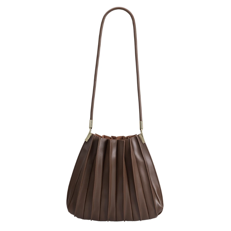 Carrie Pleated Shoulder Bag - Chocolate