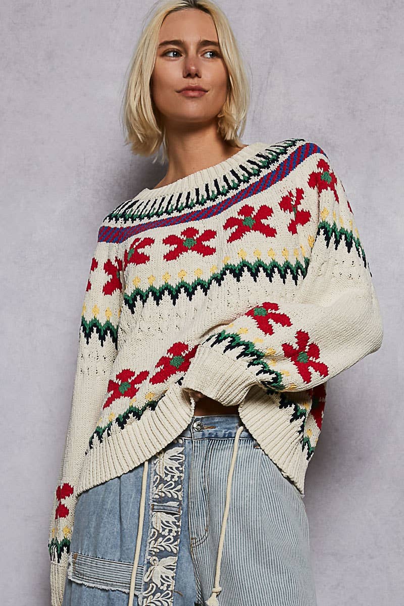 Demi Pointed Floral Sweater