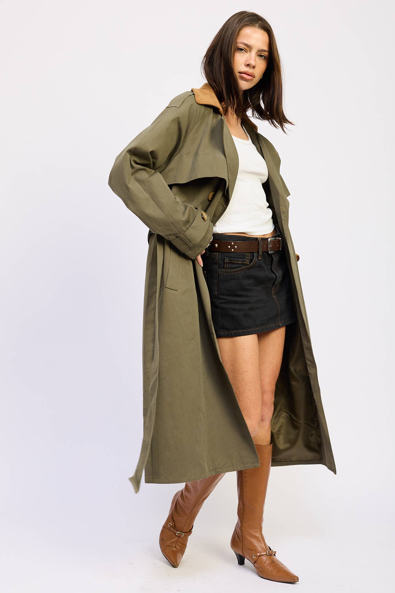 Kalenna Contrast Collar Trench Coat