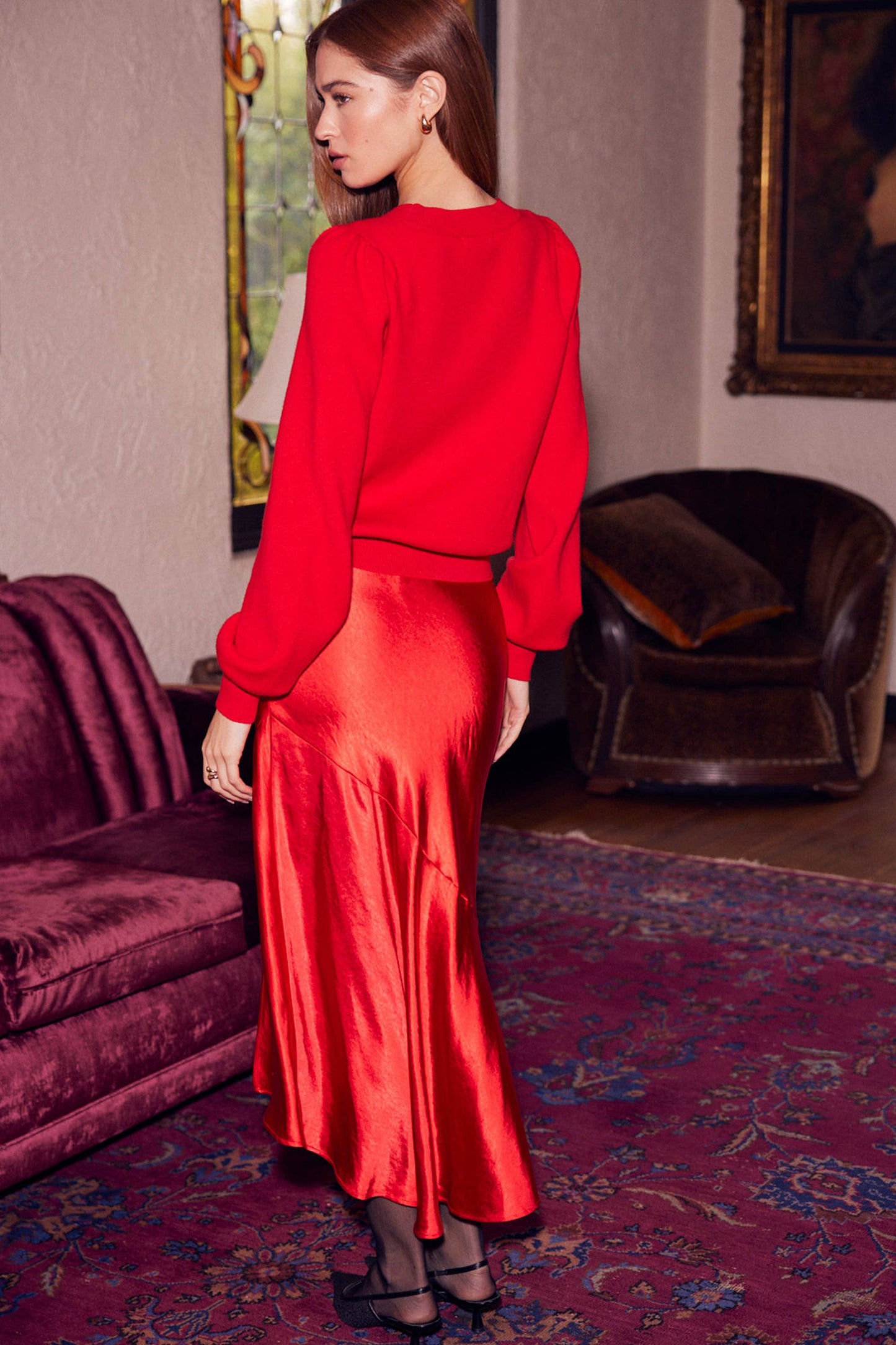 Gemma Bow Detail Puff Sleeve Cardigan