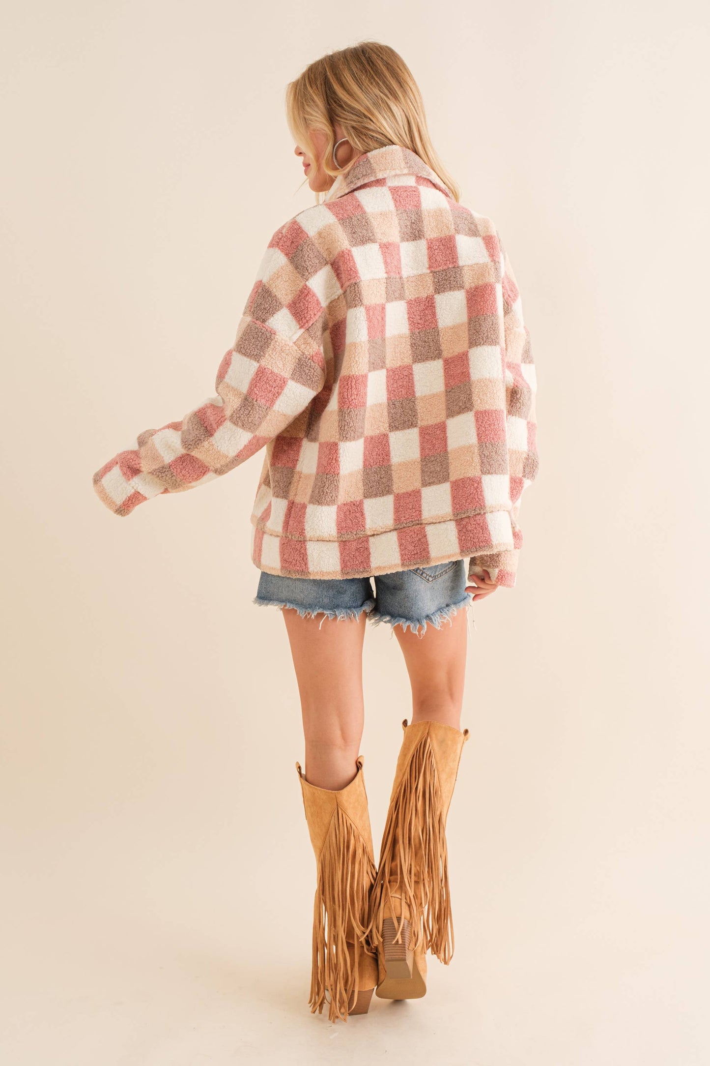 Maddie Checkered Teddy Jacket