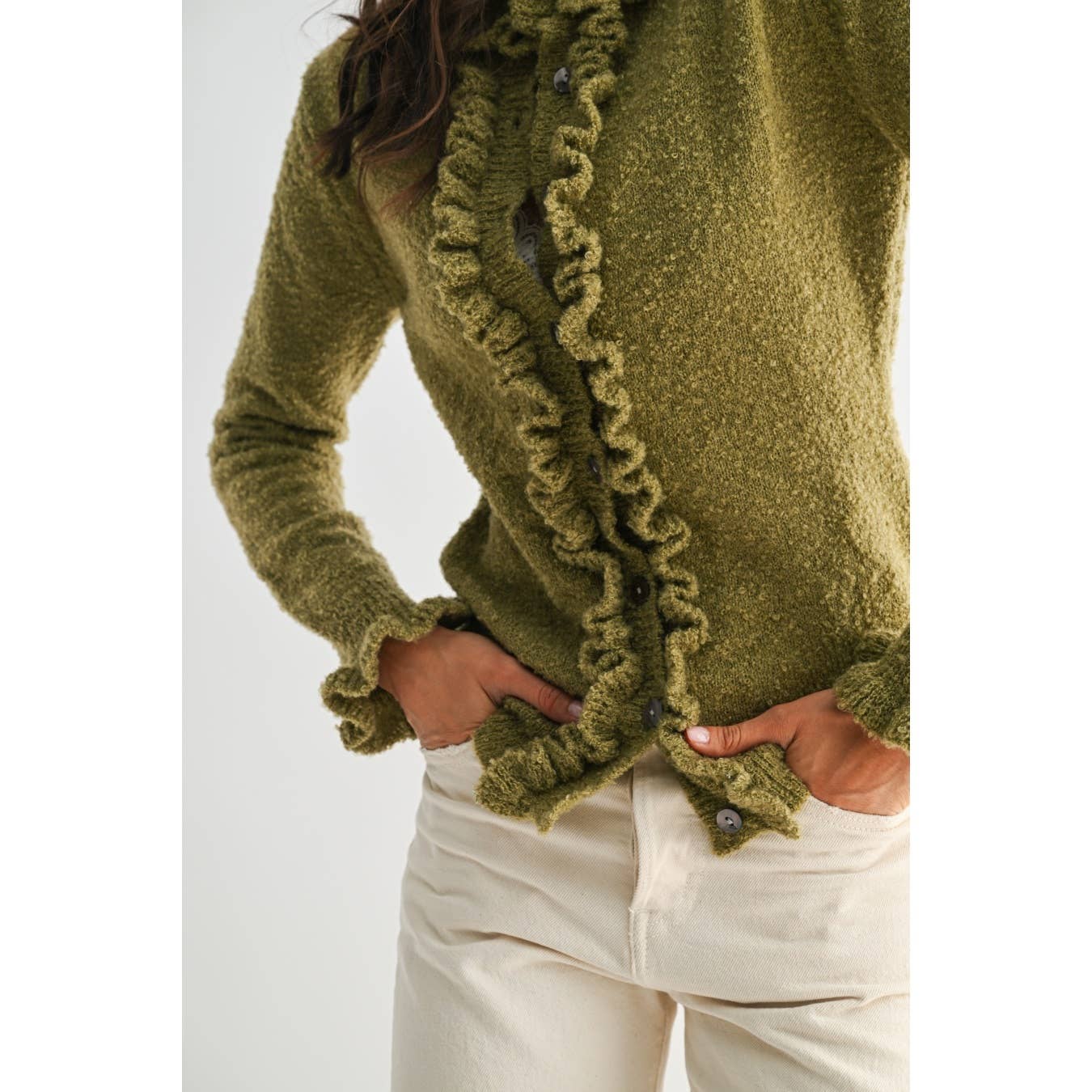 Camille Ruffle Trim Cardigan