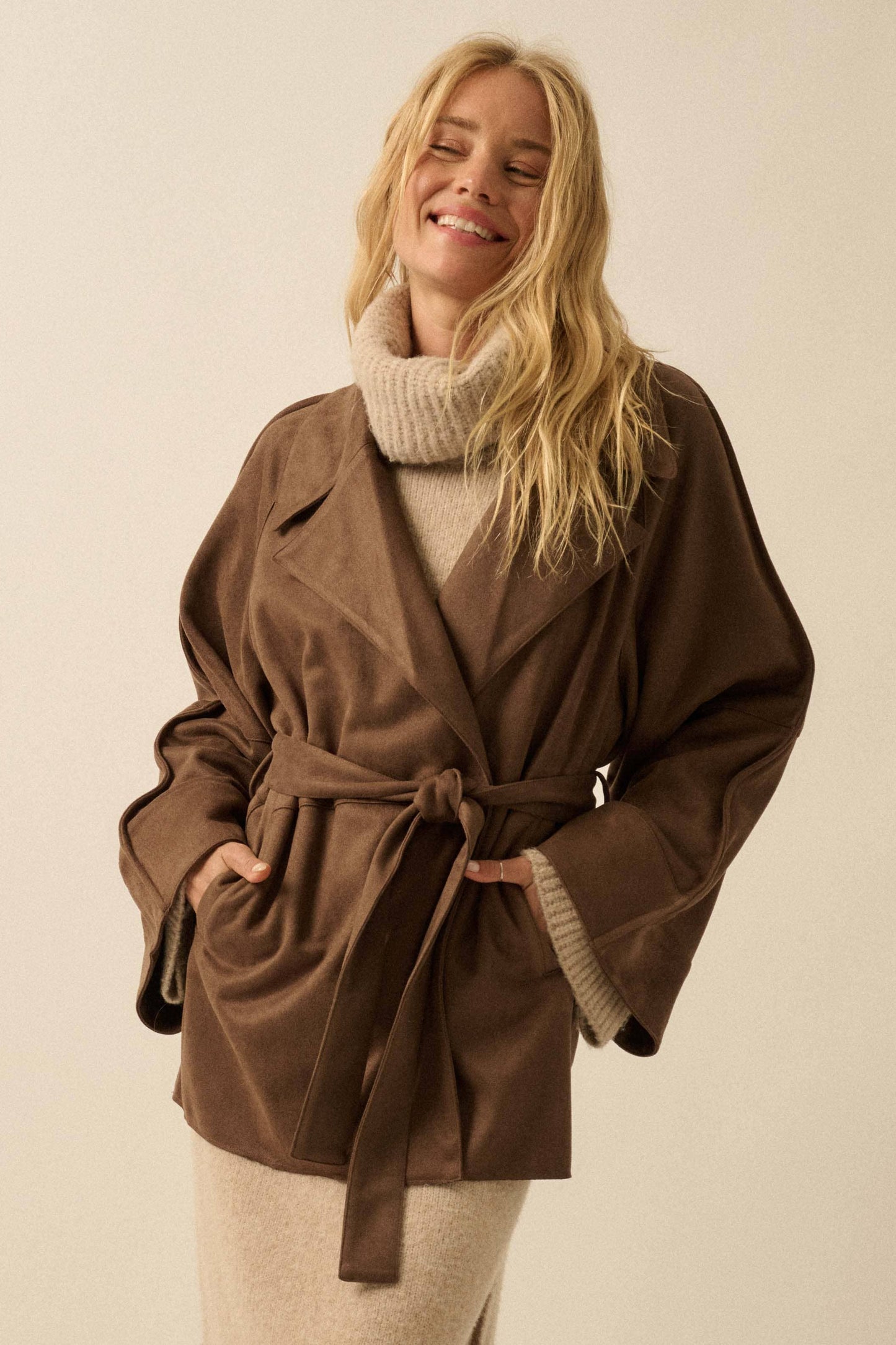 Christa Suede Belted Trench Coat- Two Colors