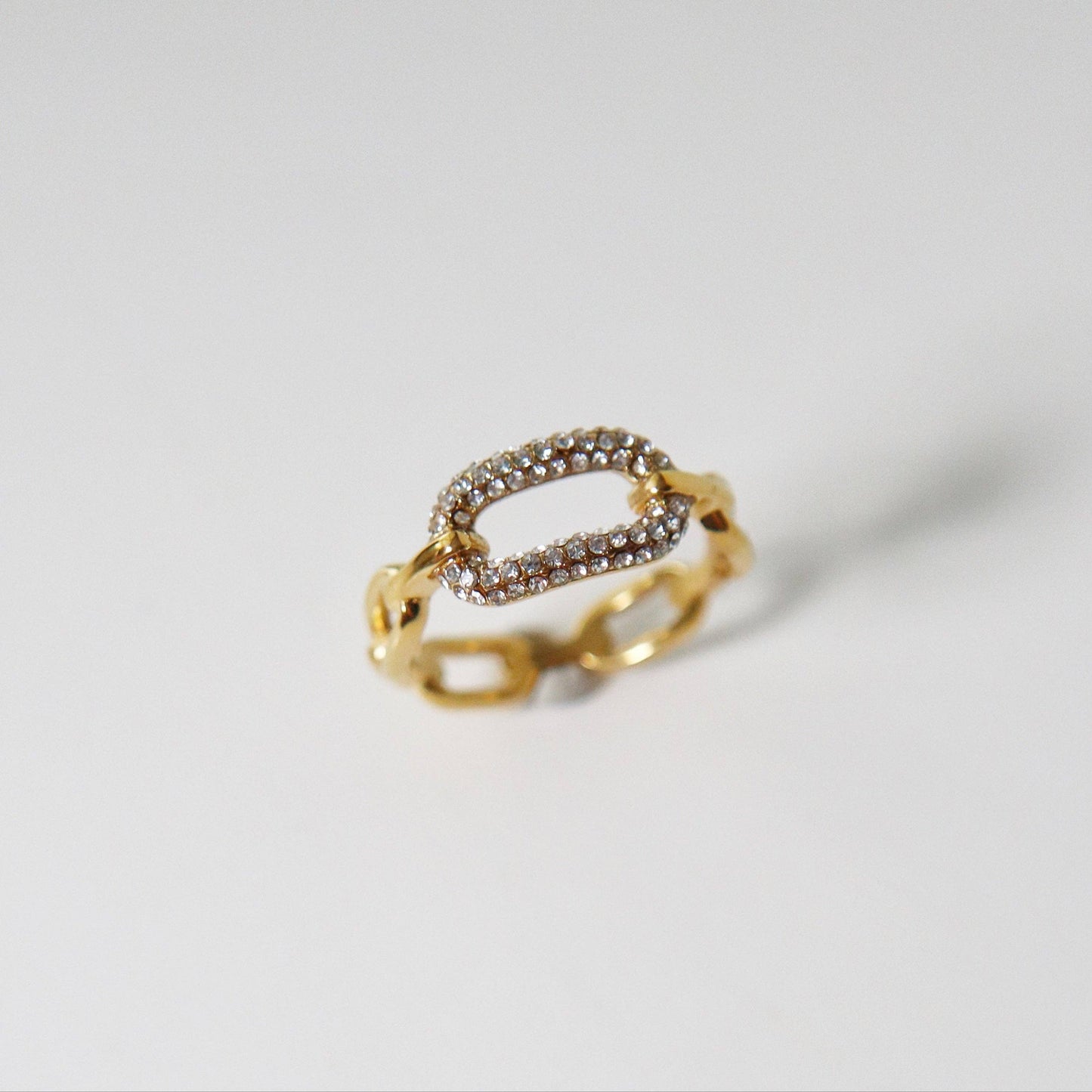 Pave Link Chain Ring