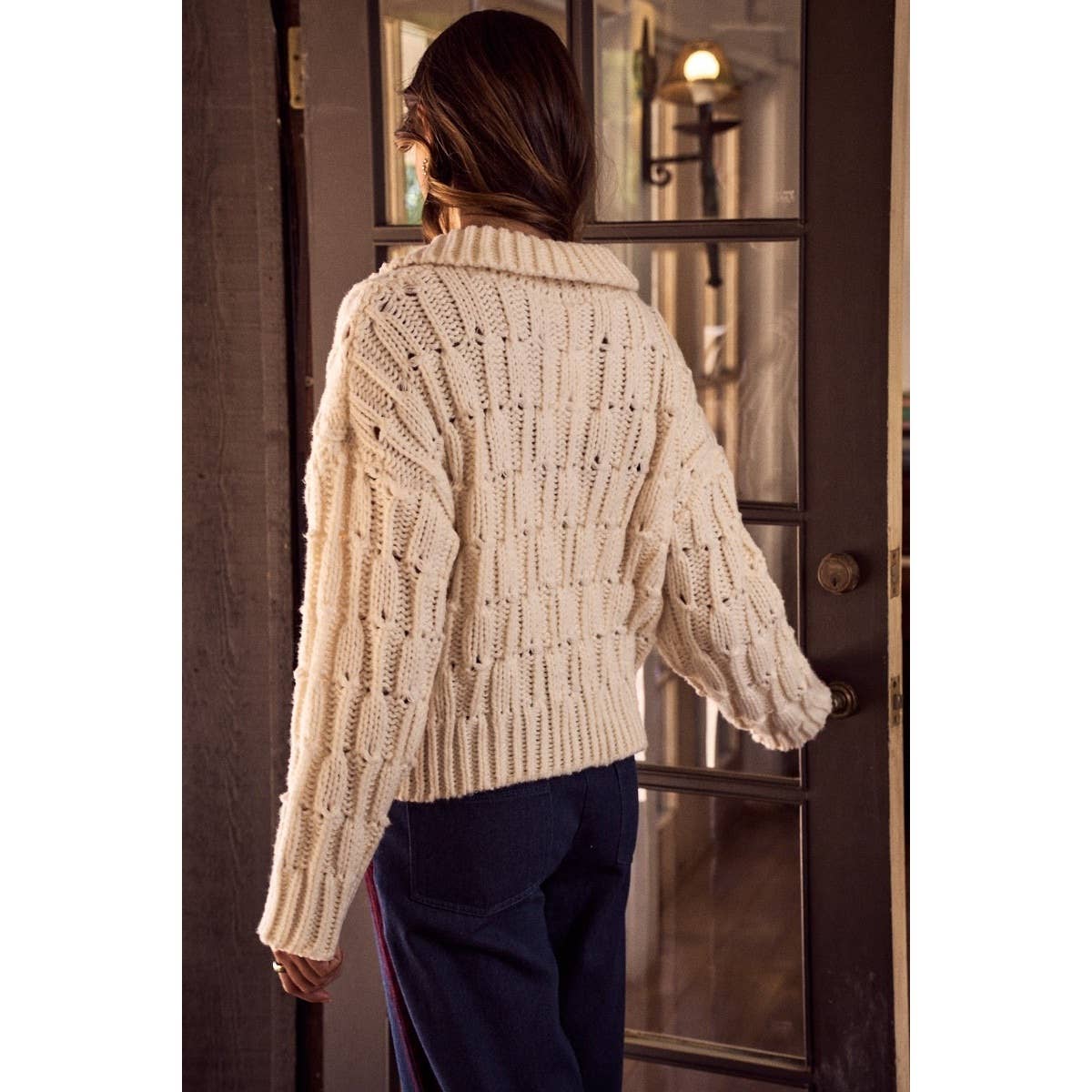 Sienna Collared Split Neck Sweater