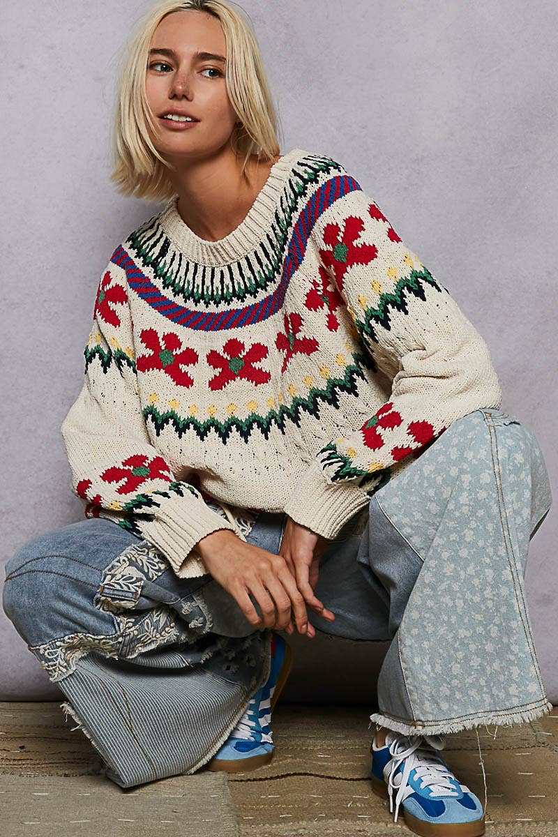 Demi Pointed Floral Sweater