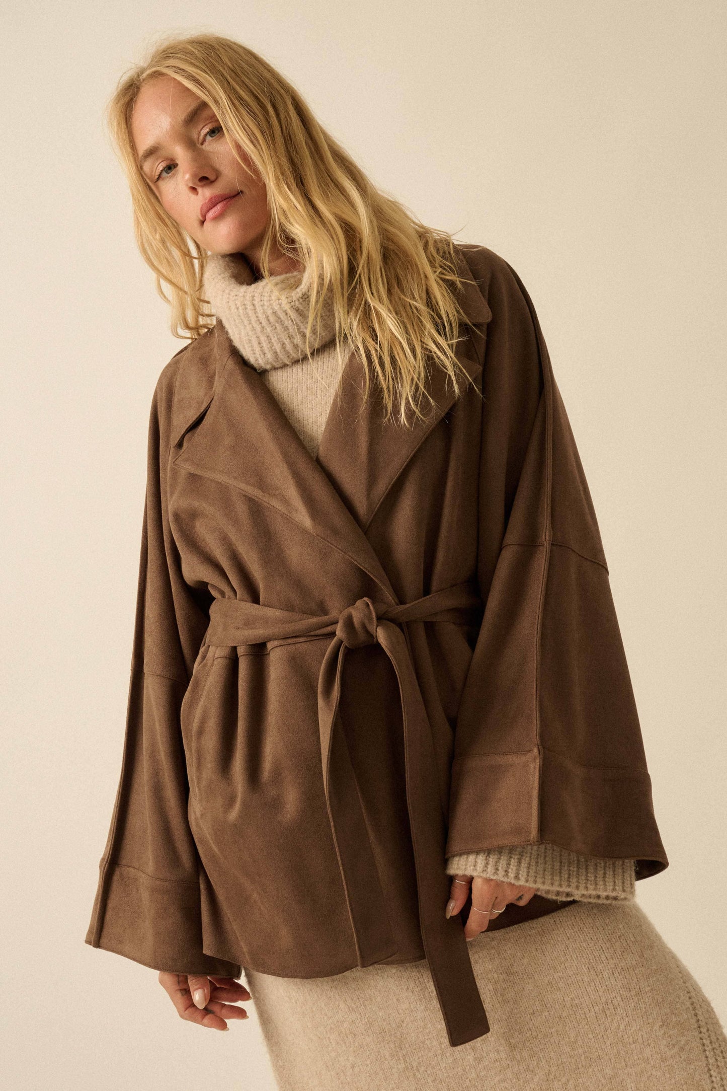 Christa Suede Belted Trench Coat- Two Colors