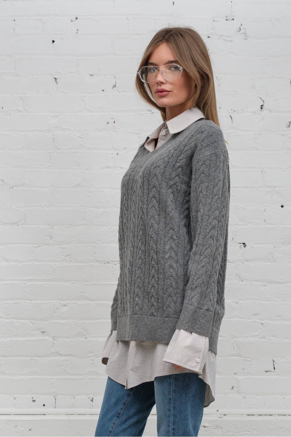 Kelsey Cable Sweater Shirt Dress