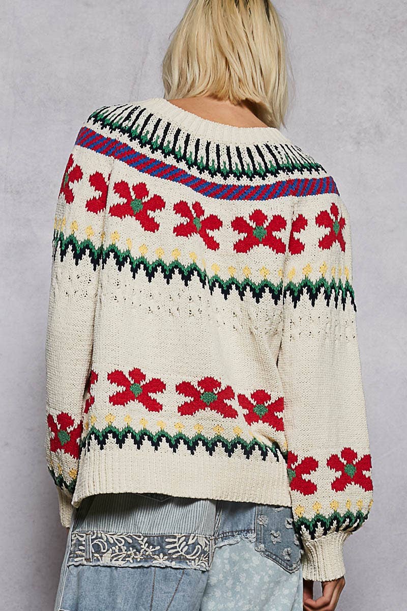 Demi Pointed Floral Sweater