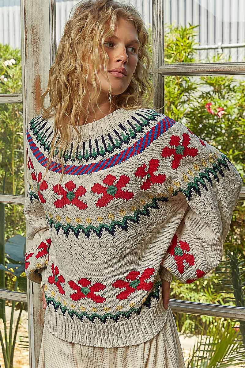 Demi Pointed Floral Sweater