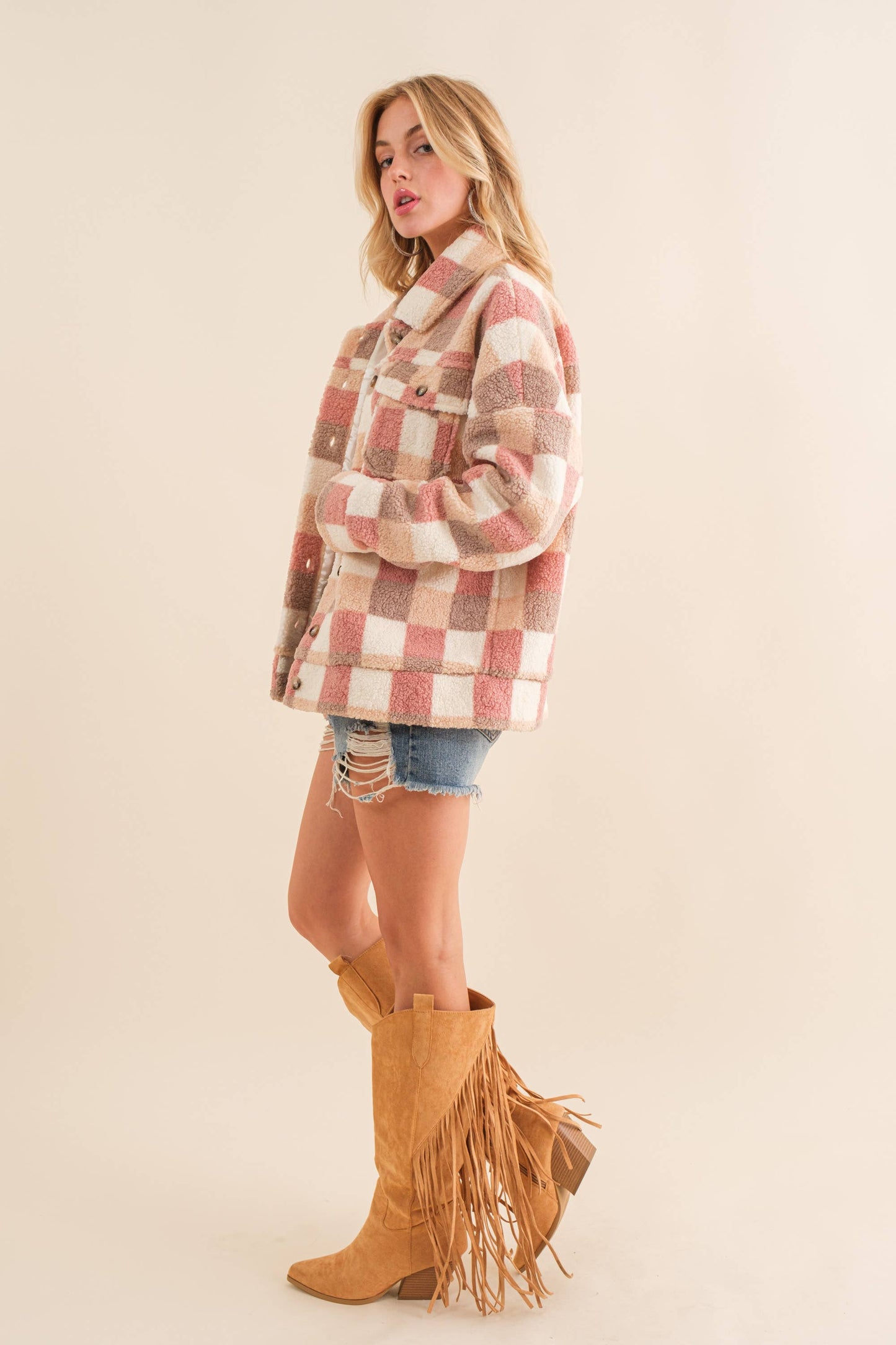 Maddie Checkered Teddy Jacket