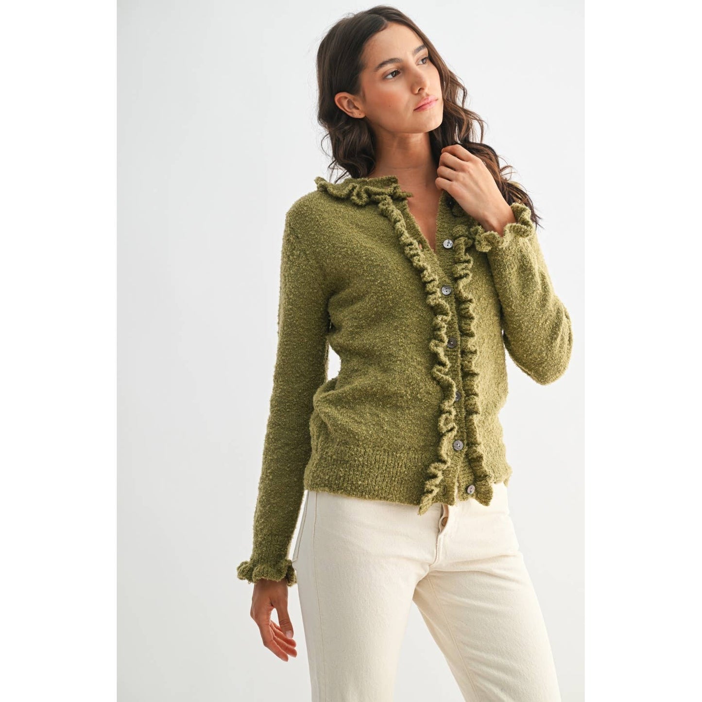 Camille Ruffle Trim Cardigan