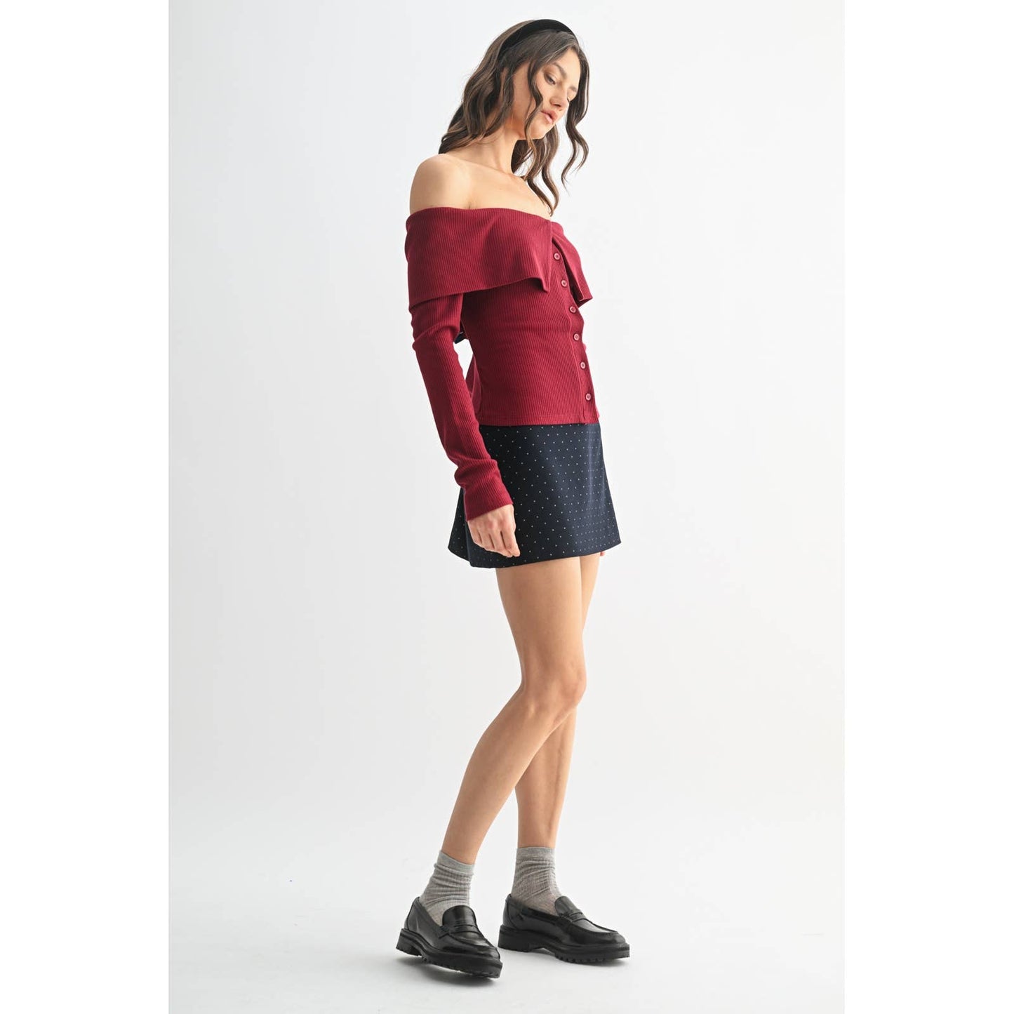 Sabrina Ribbed Off The Shoulder Top - Two Colors