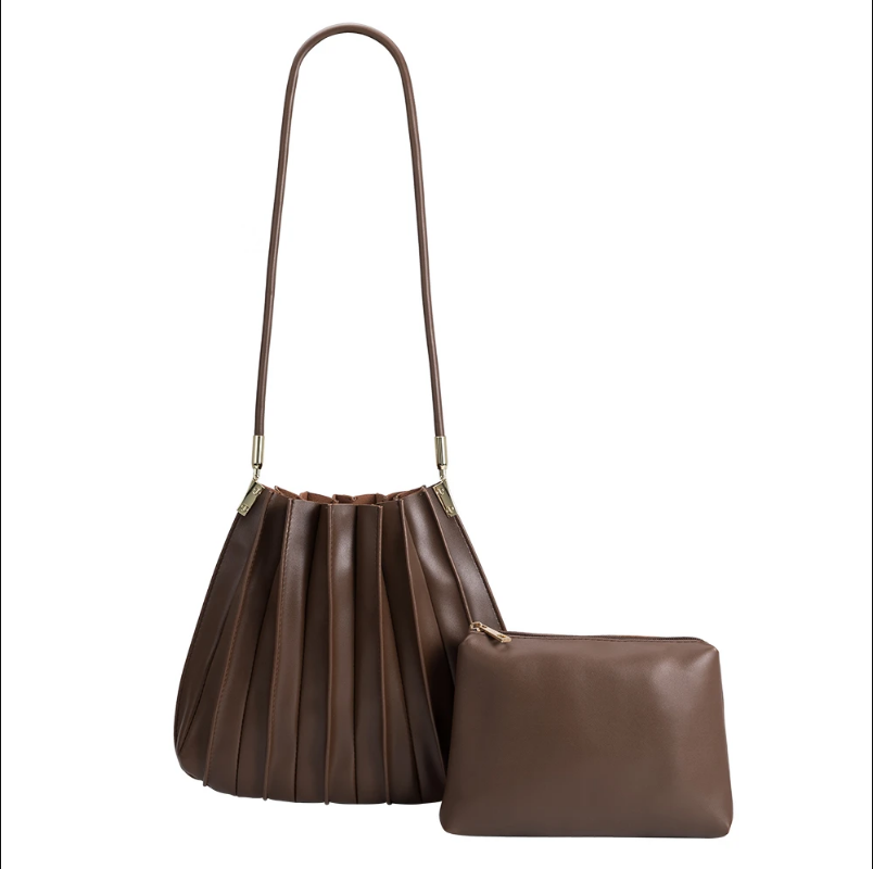 Carrie Pleated Shoulder Bag - Chocolate