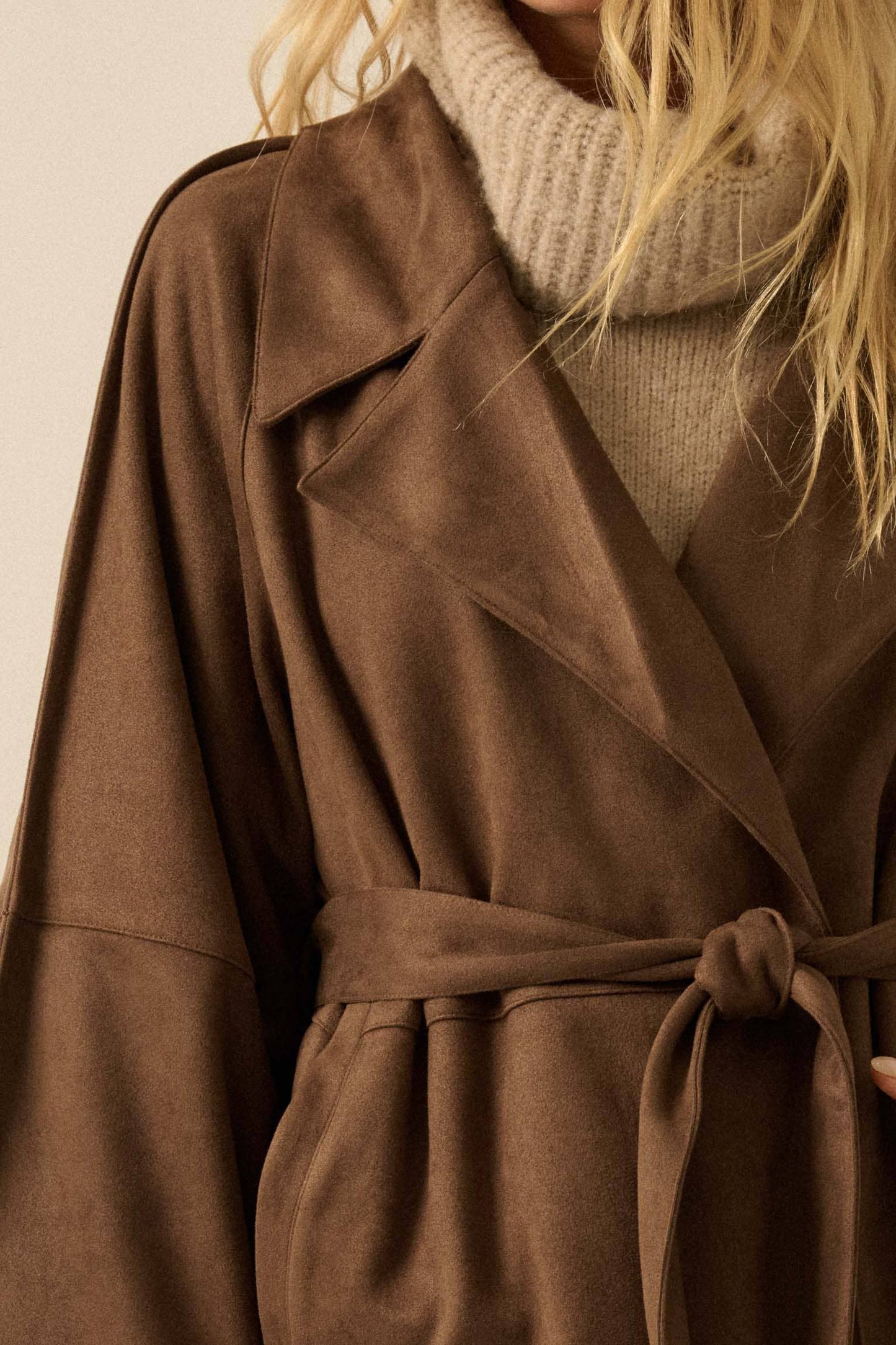 Christa Suede Belted Trench Coat- Two Colors