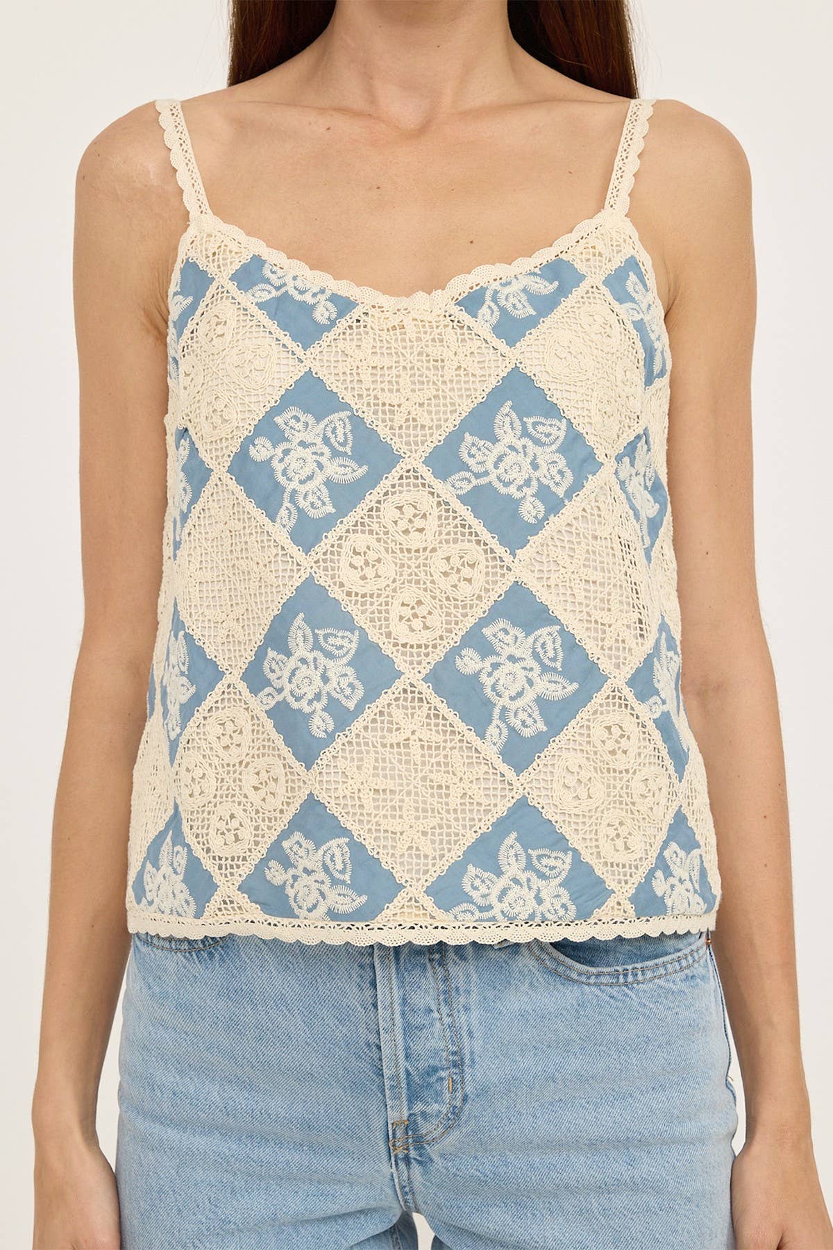 Dana Crochet Patch Work Cami Top