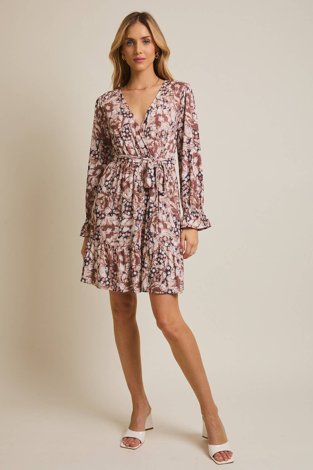 Henna Surplice Mini Dress