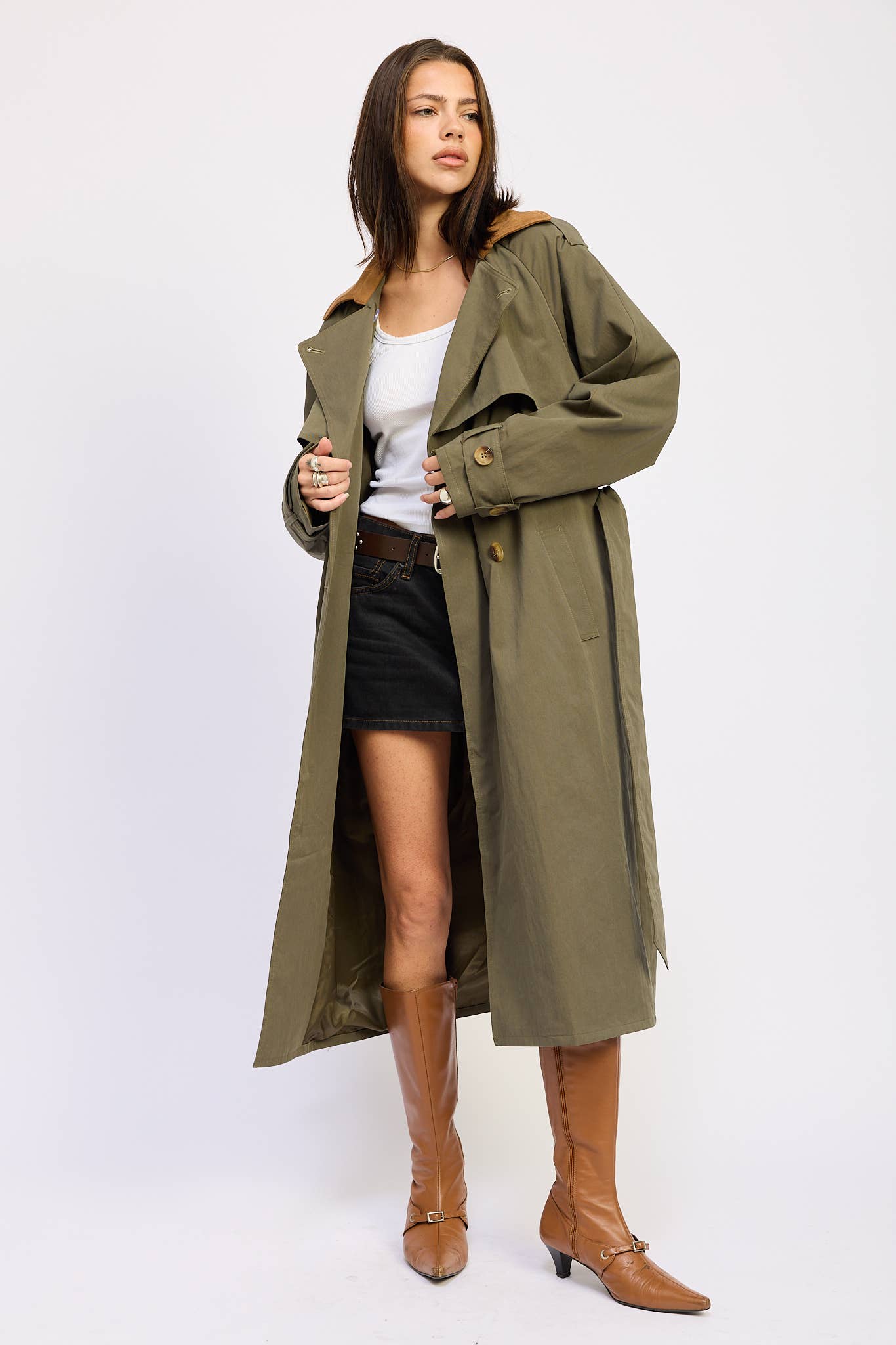 Kalenna Contrast Collar Trench Coat