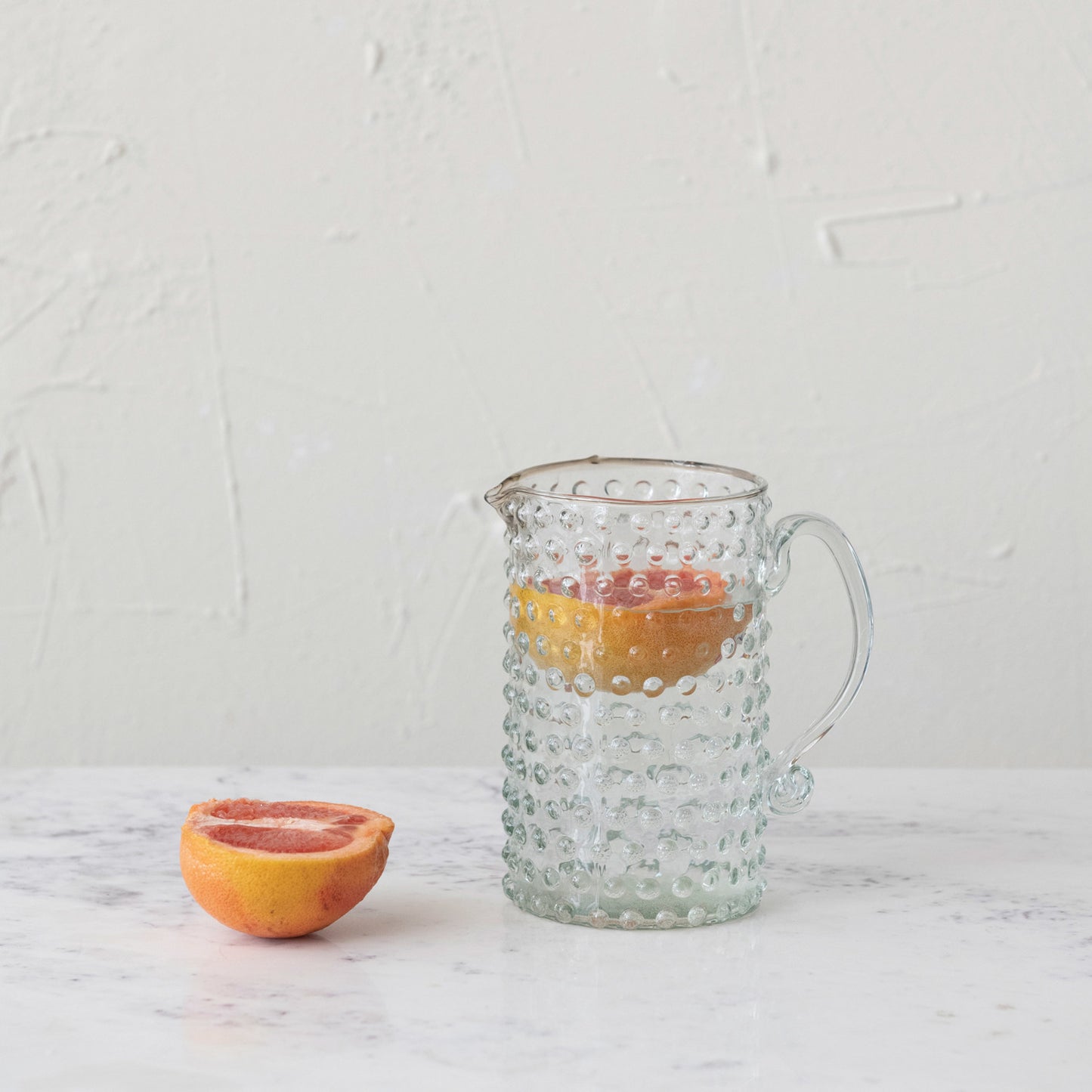 Hand Blown Hobnail Pitcher