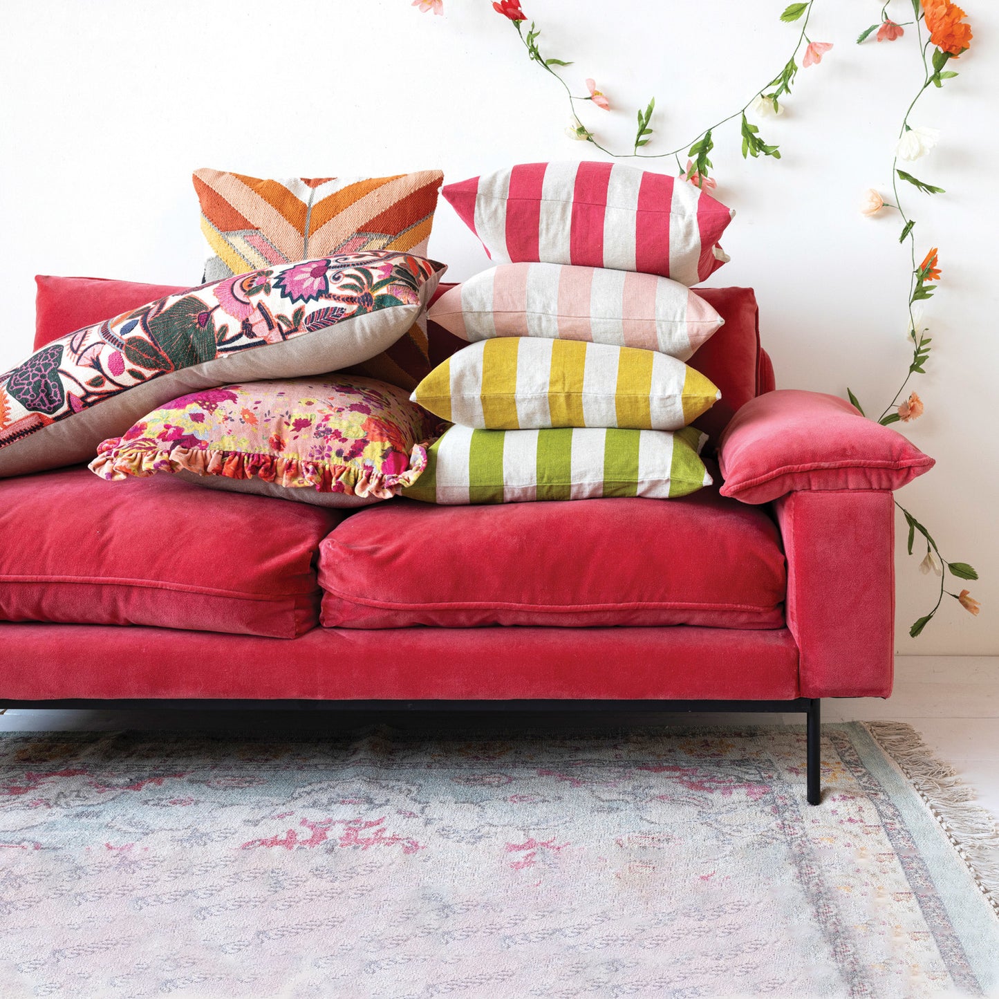 20" Spring Striped Pillows - Three Colors