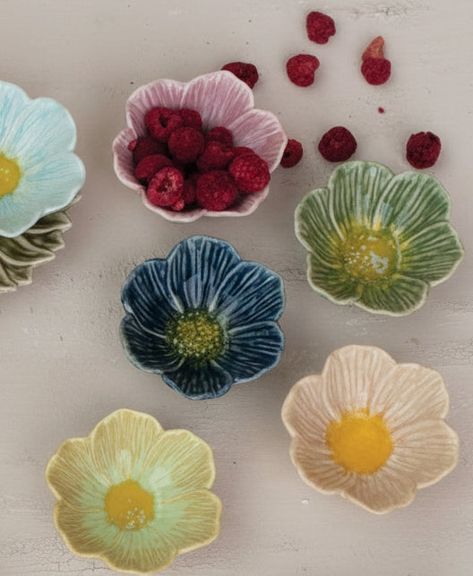 Reactive Glaze Stoneware Flower Mini Bowl