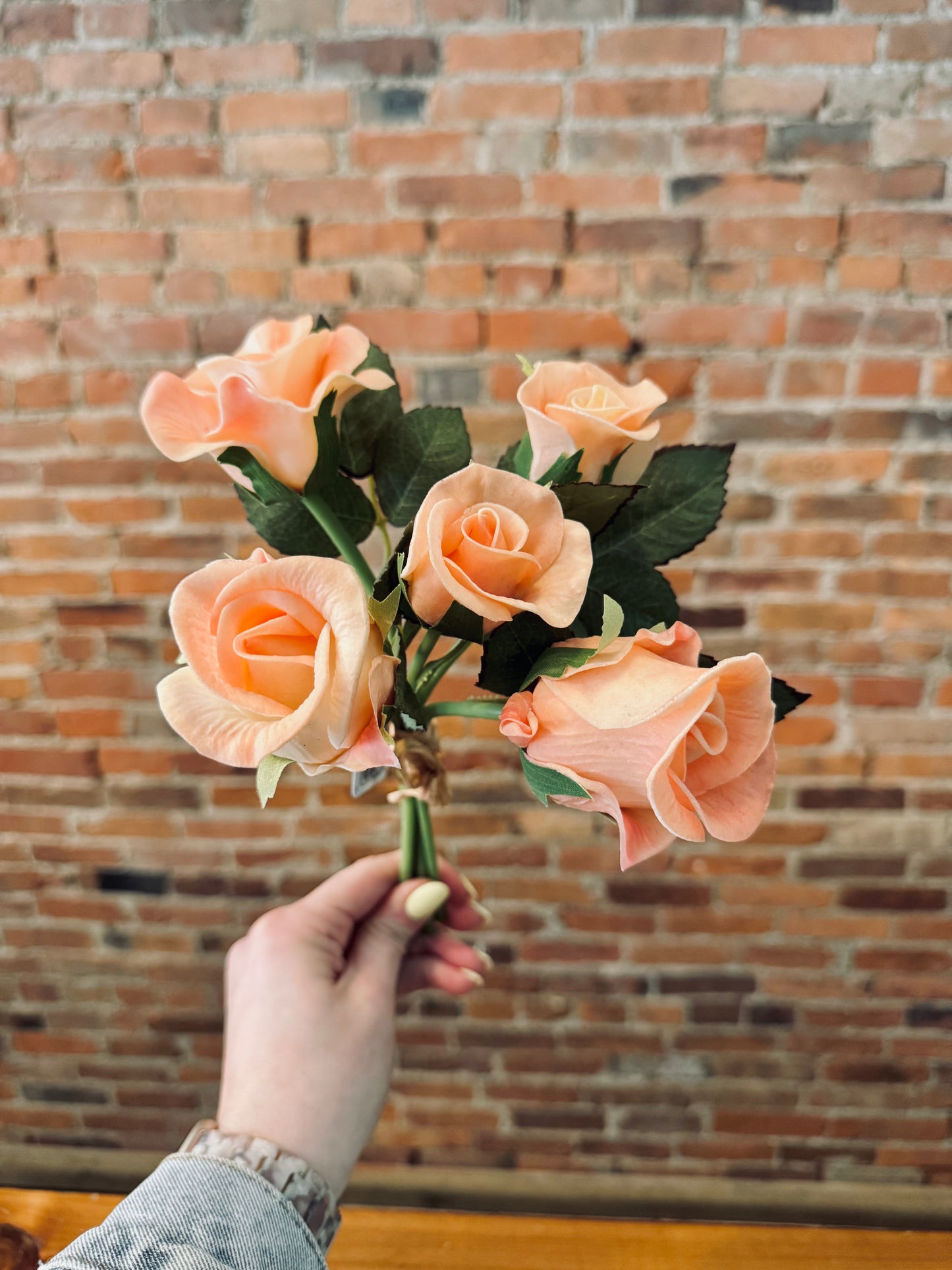 10" Soft Peach Rose Bouquet