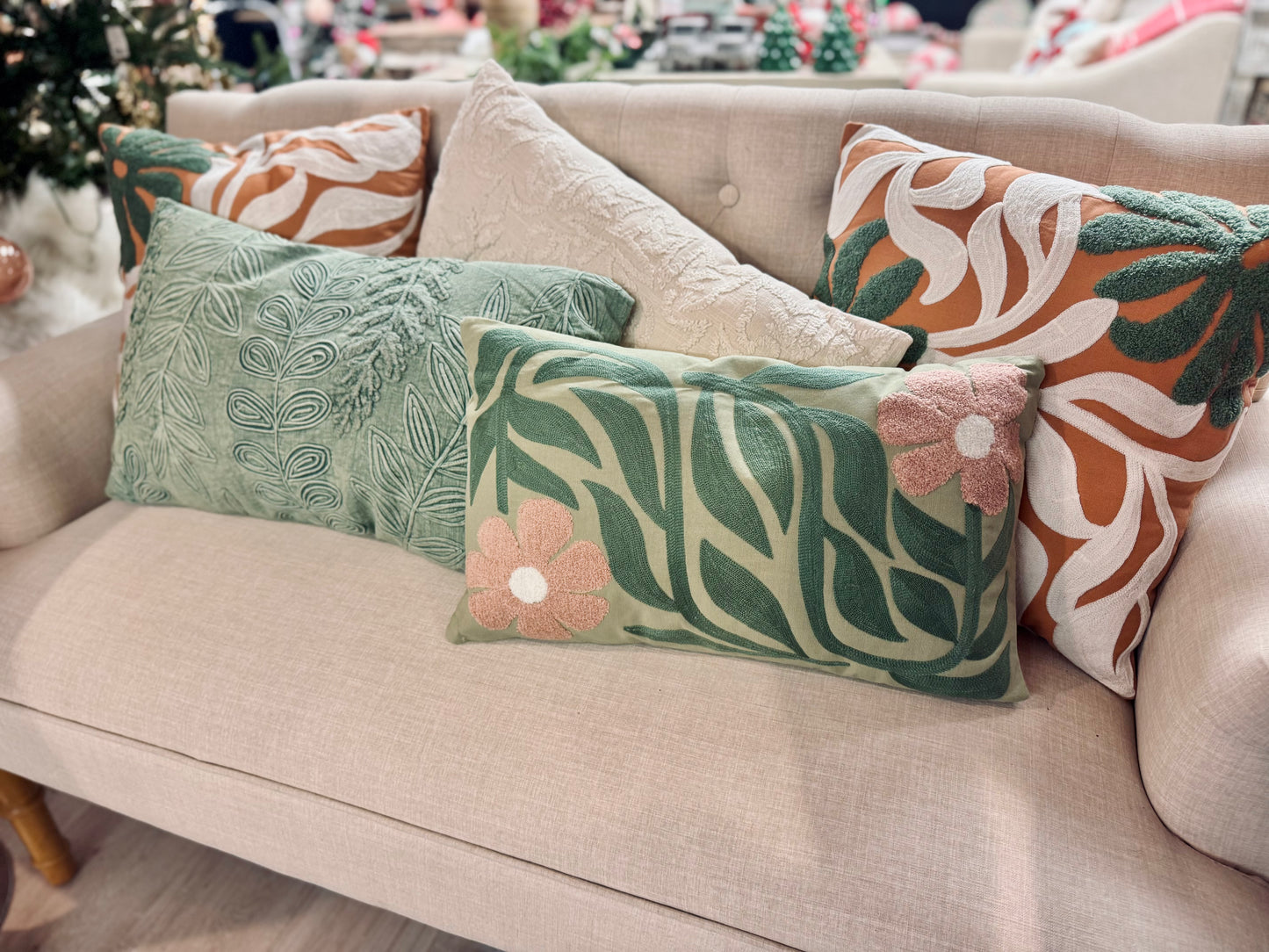 Woodland Stonewash Leaf Pillow