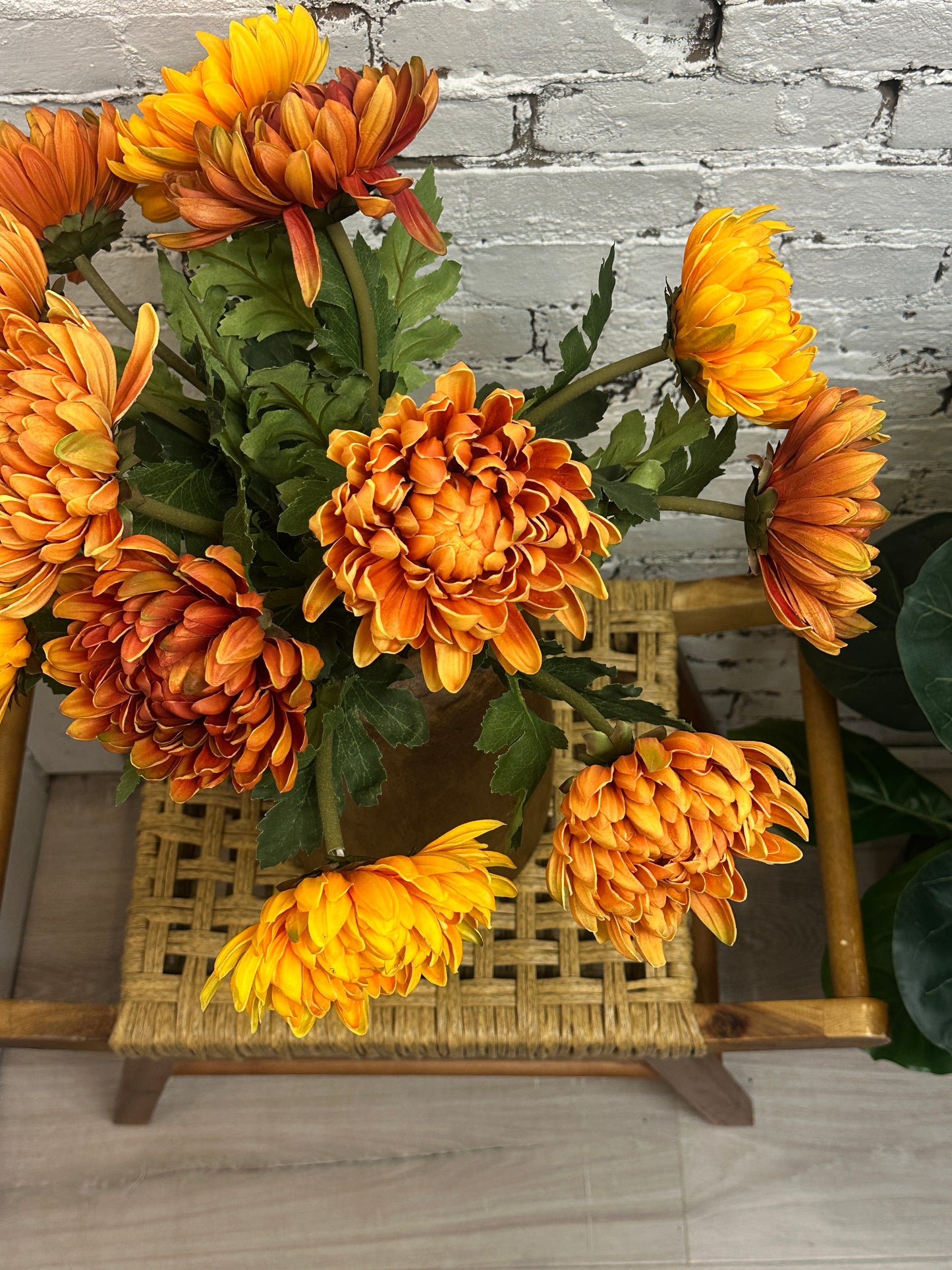24" Orange Mum Stem - Three Colors
