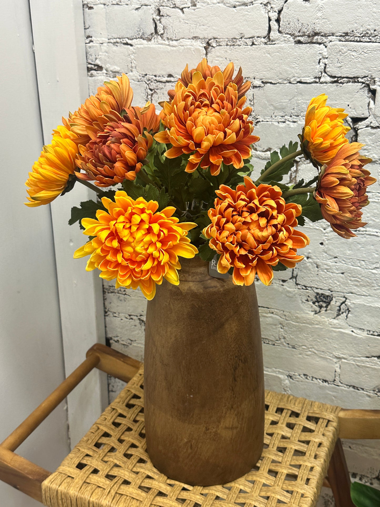 24" Orange Mum Stem - Three Colors
