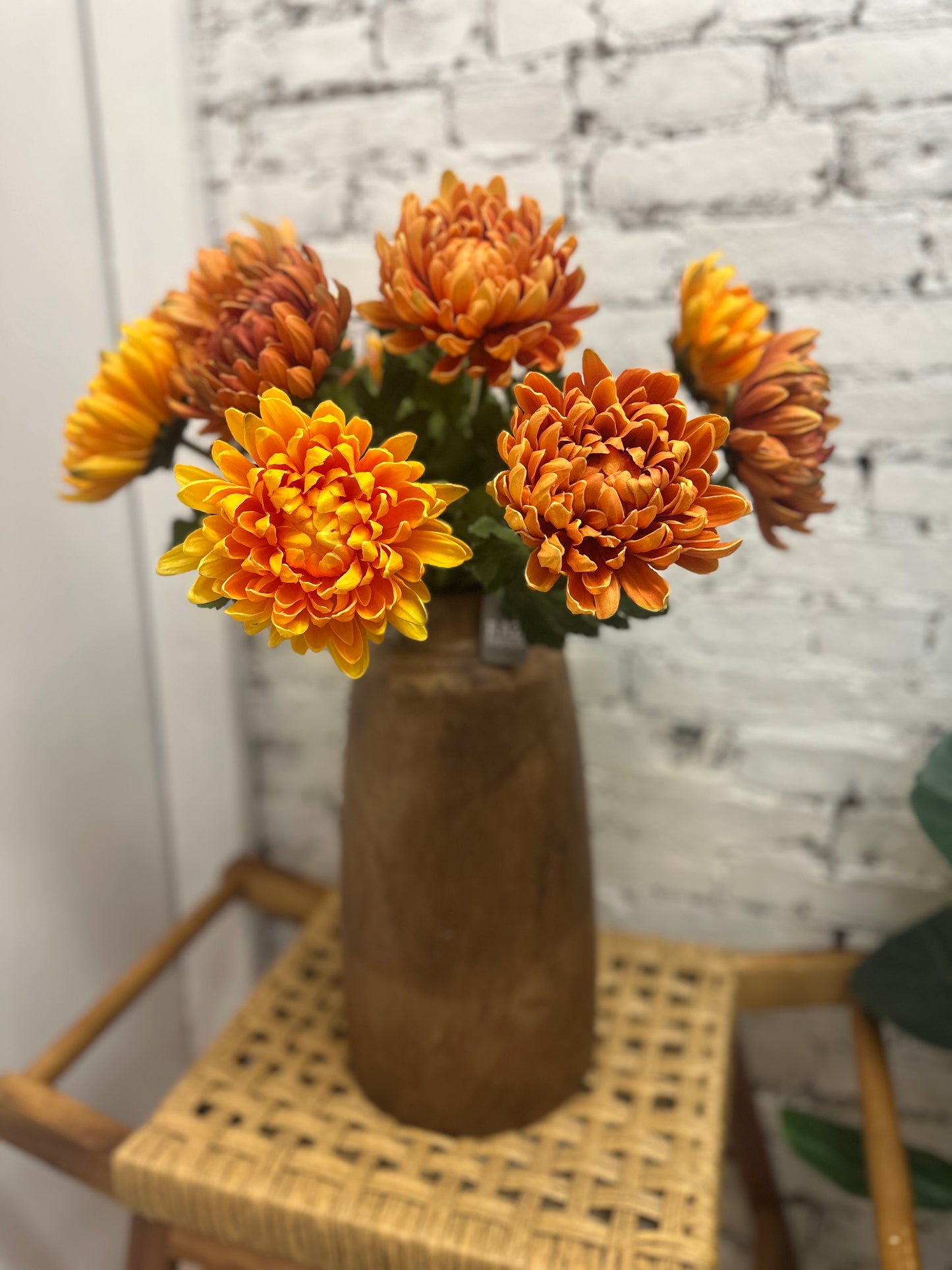 24" Orange Mum Stem - Three Colors