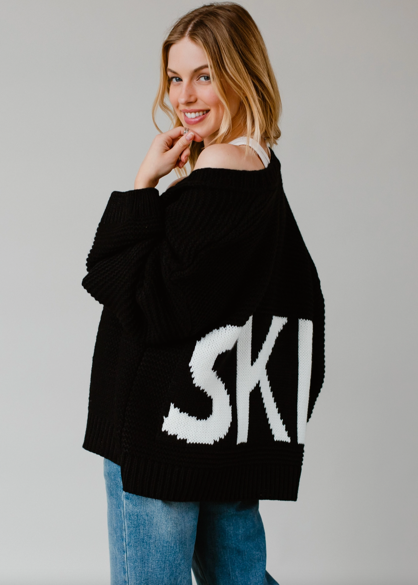 "SKI" Knit Cardigan - Three Colors