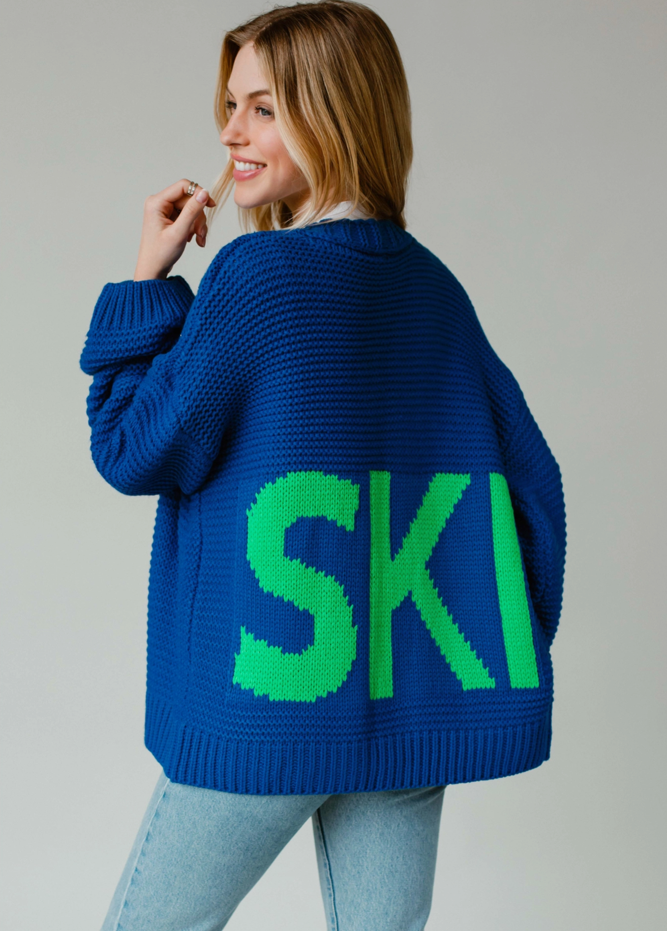 "SKI" Knit Cardigan - Three Colors